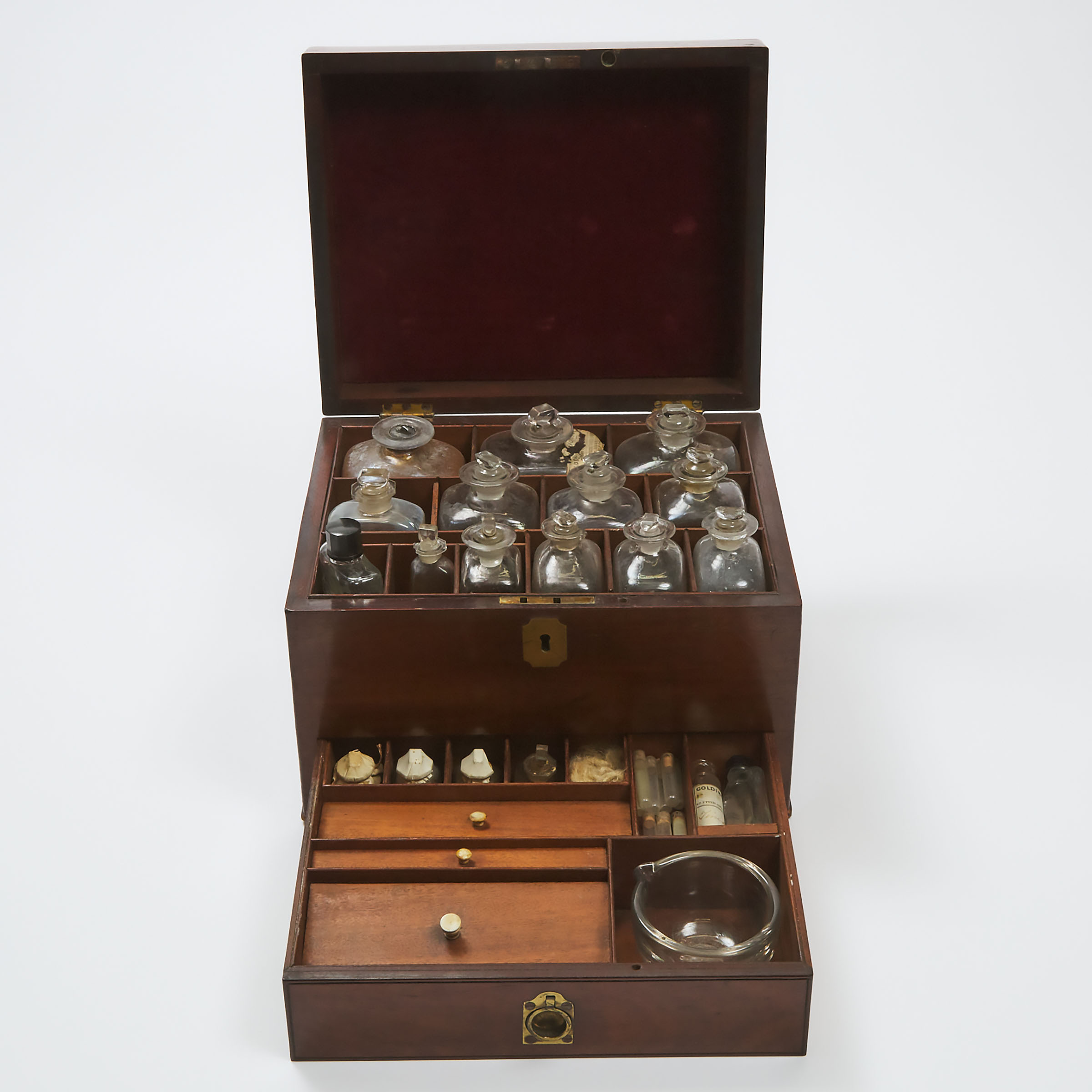 Physician's Mahogany Pharmaceutical Campaign Chest, mid 19th century