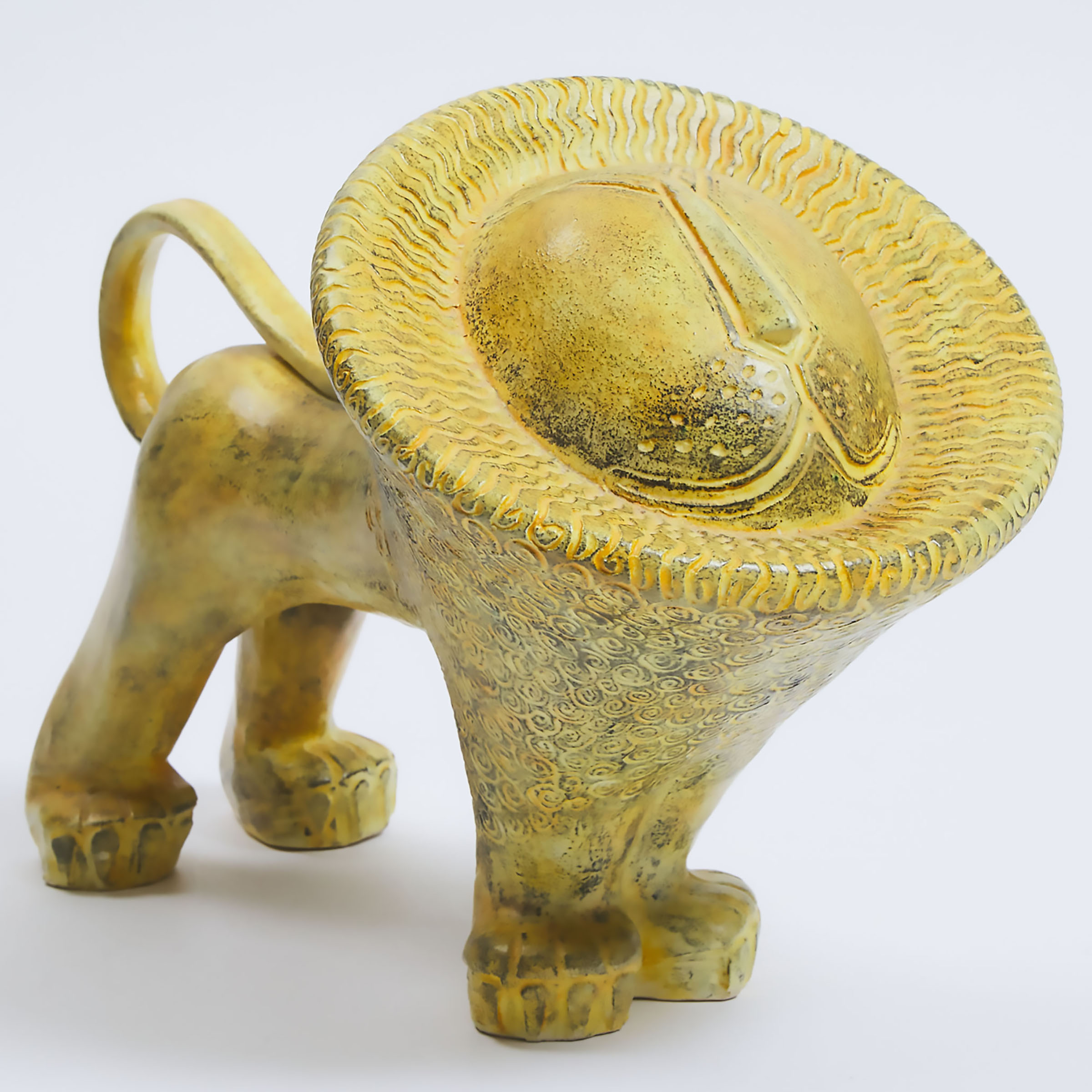 Brooklin Pottery Black and Yellow Glazed Lion, Theo and Susan Harlander, c.1980