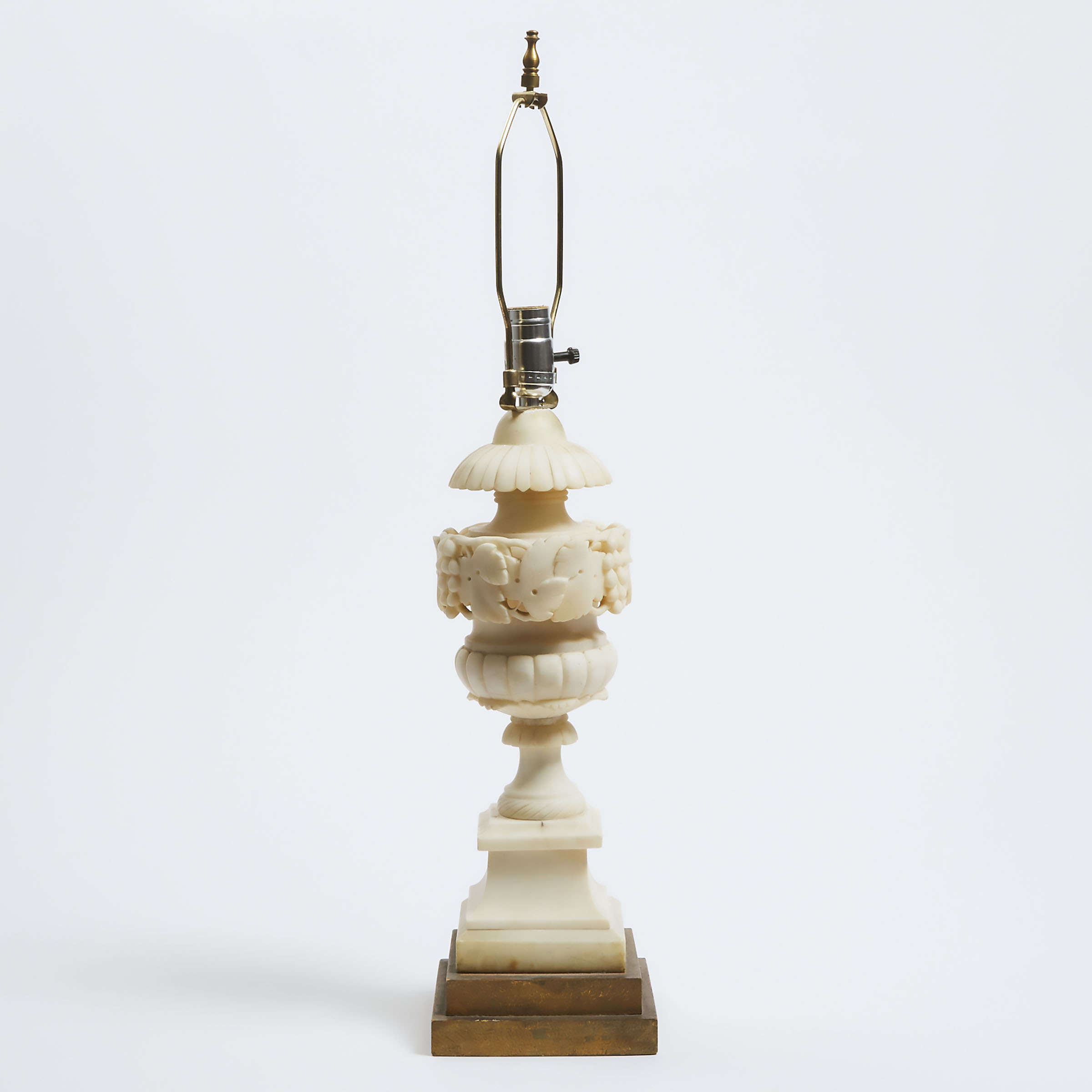 Italian Turned and Carved Alabaster Table Lamp, early-mid 20th century