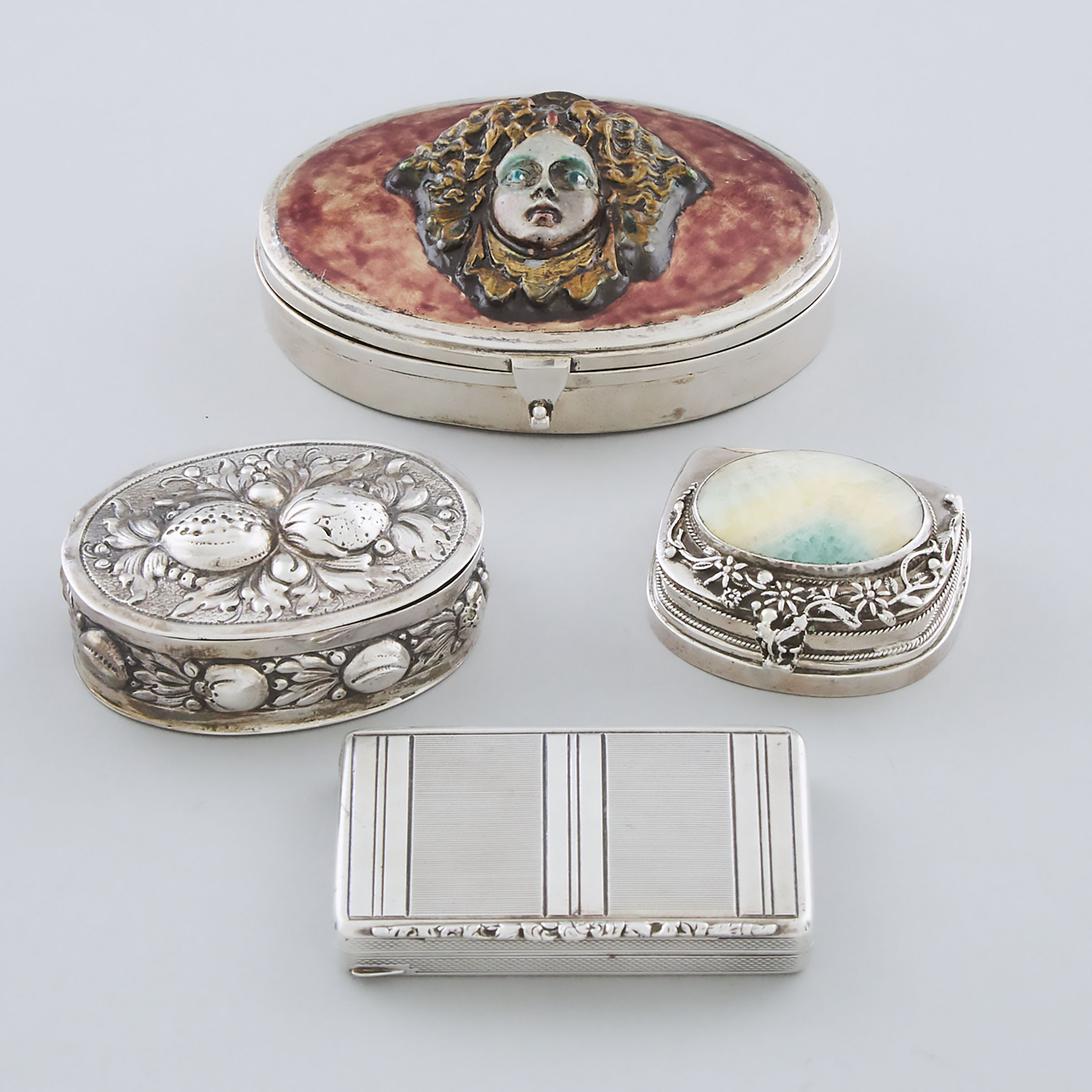 Four Various Continental and Eastern Silver Boxes, 20th century
