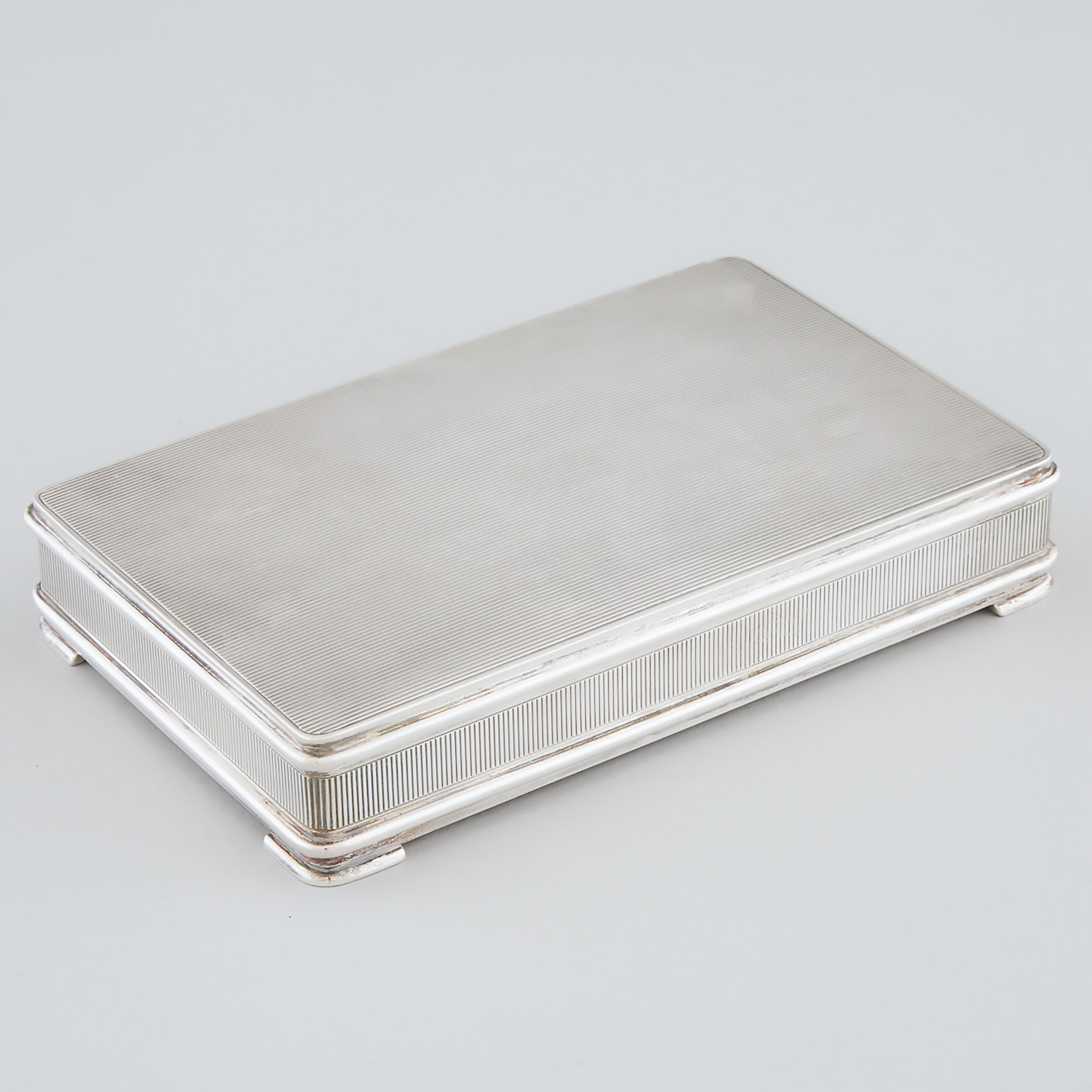German Silver Rectangular Cigarette Box, 20th century