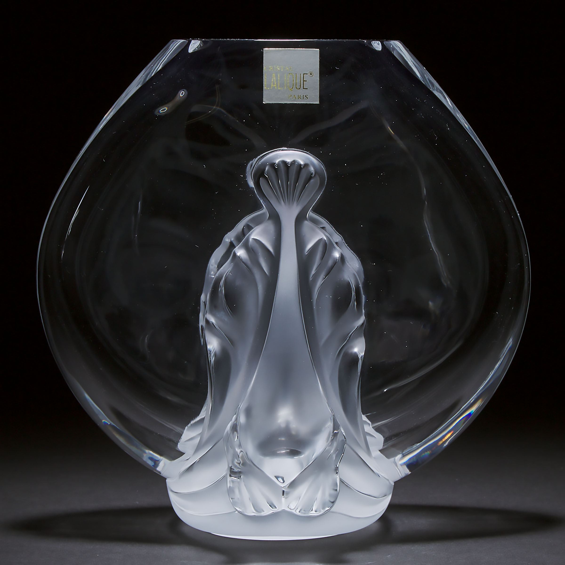 'Garance', Lalique Moulded and Partly Frosted Glass Vase, post-1978