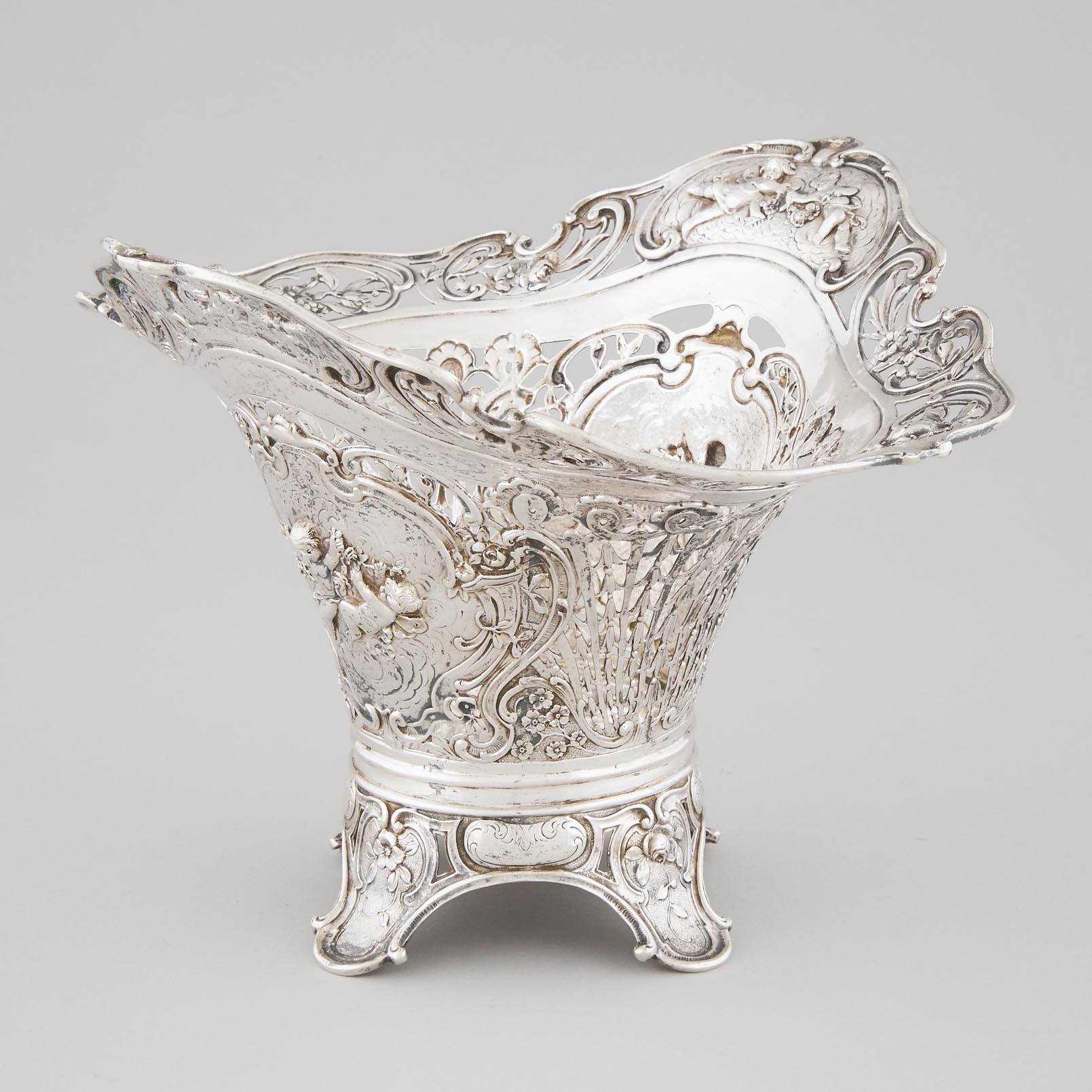 German Silver Pierced Vase, Georg Roth & Co., Hanau, c.1900