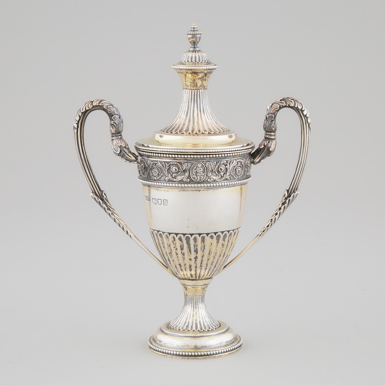 English Silver Parcel-Gilt Two-Handled Vase and Cover, Skinner & Co., London, 1911