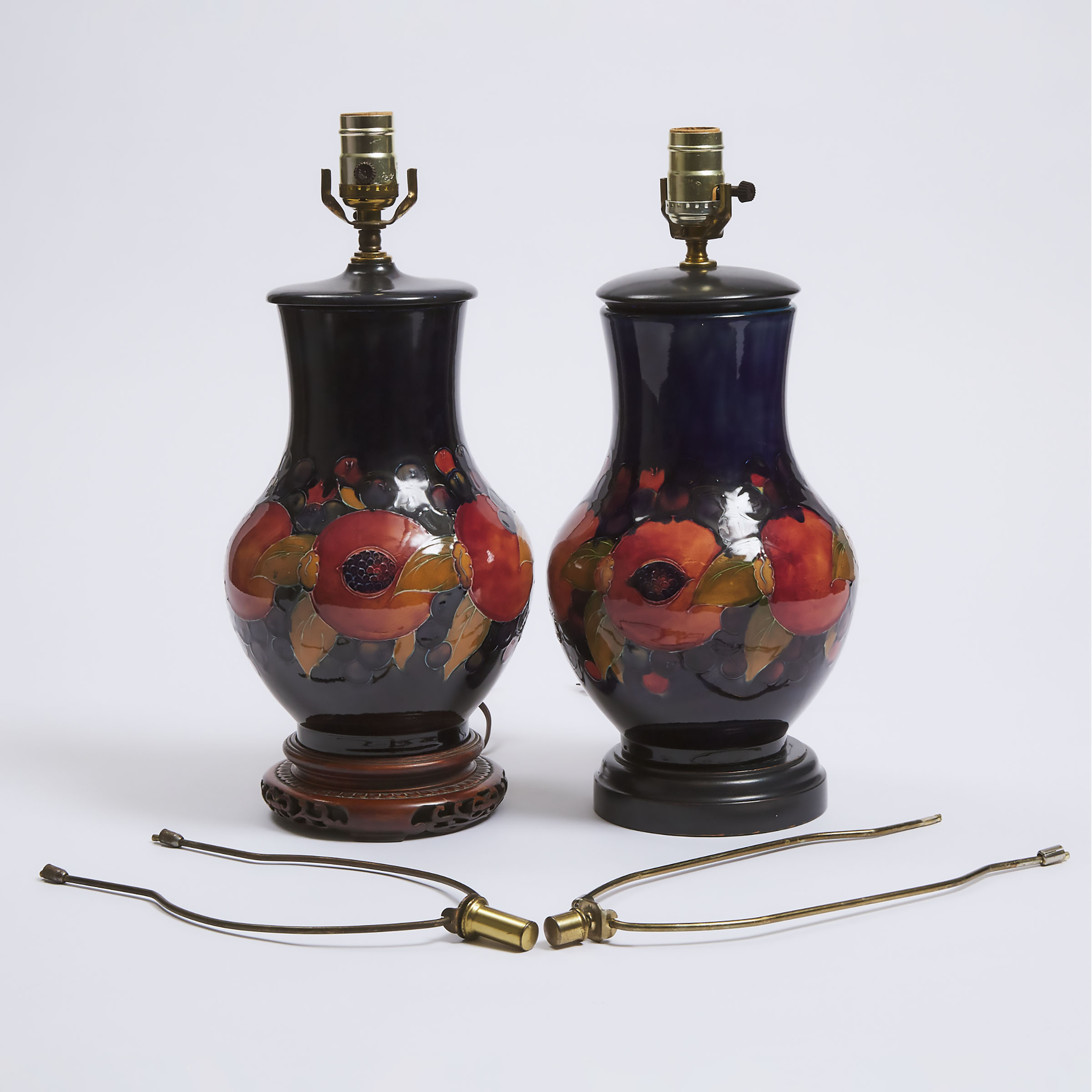 Pair of Moorcroft Pomegranate Table Lamps, 1930s