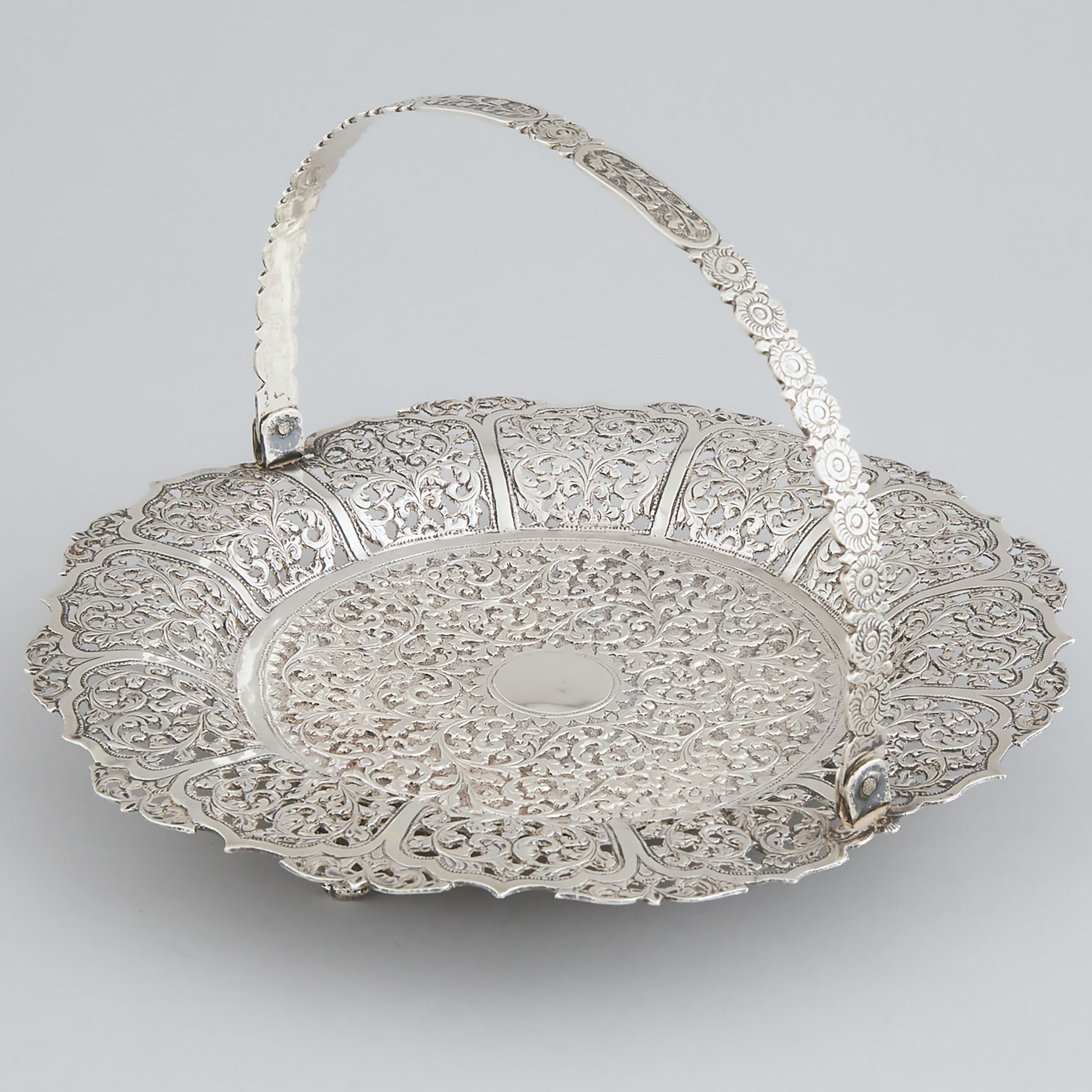 Eastern Silver Pierced Circular Cake Basket, probably Indonesian, late 19th/early 20th century