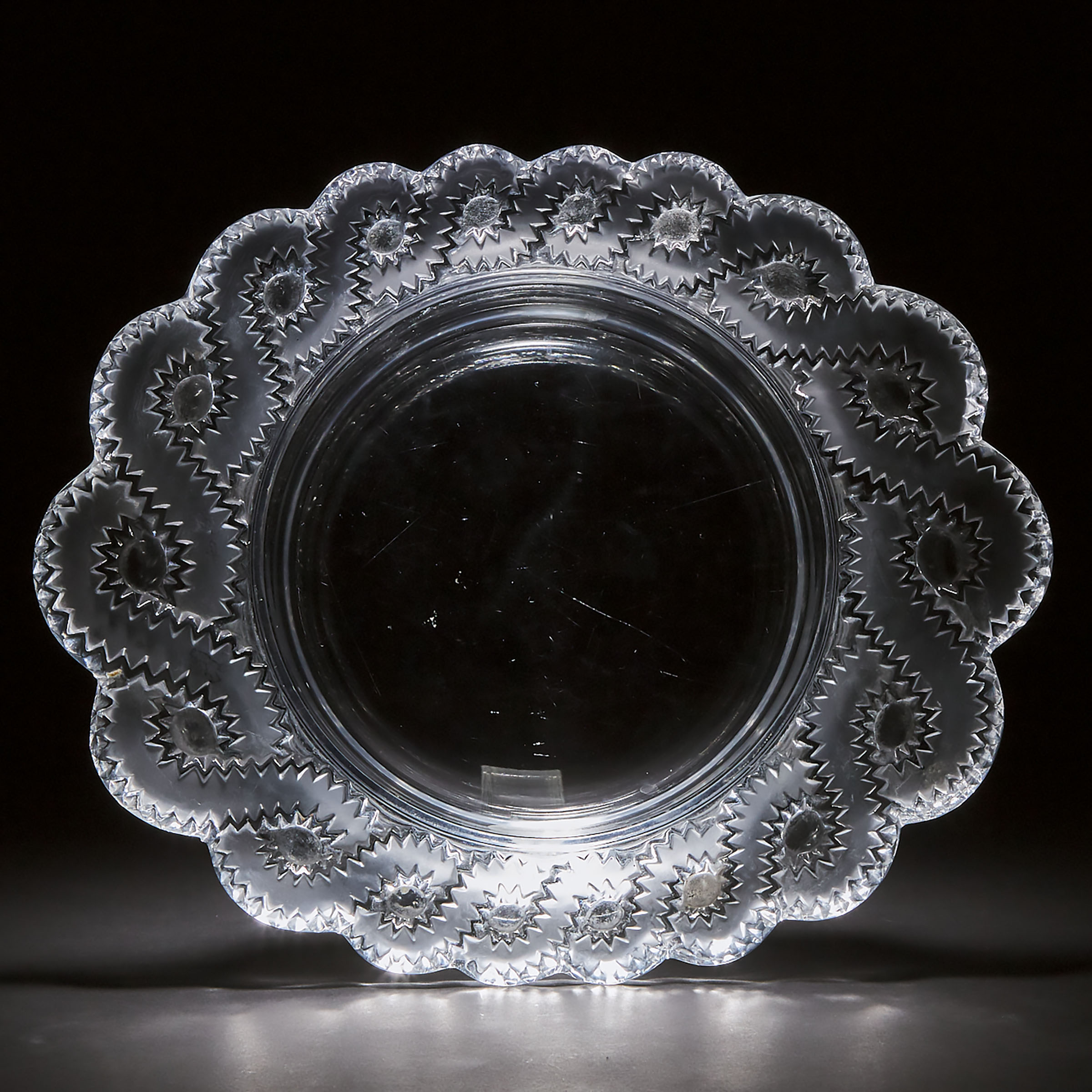 'Auriac', Lalique Moulded and Partly Frosted Glass Bowl, post-1945