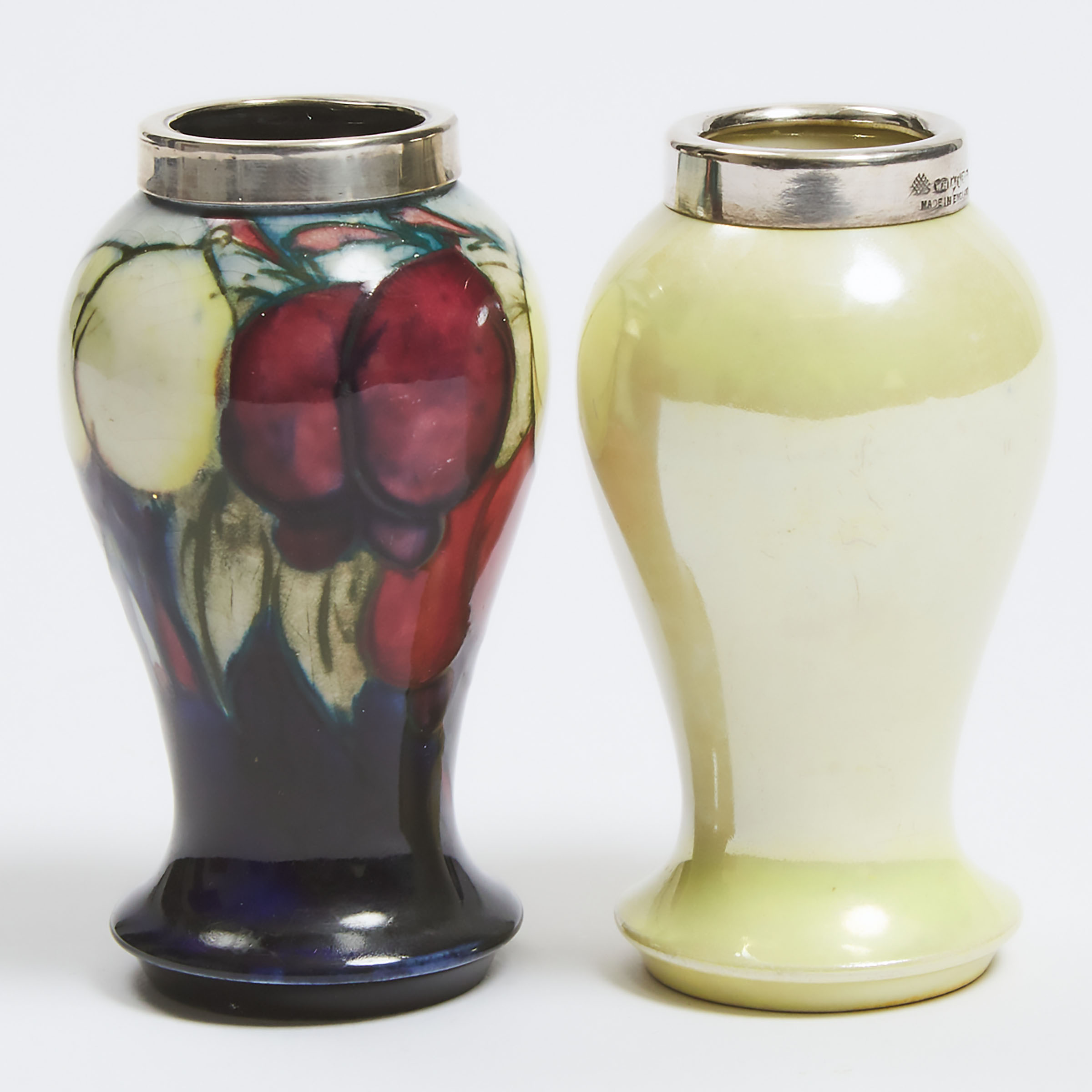 Two Moorcroft Wisteria or Yellow Lustre Small Vases, c.1920-25