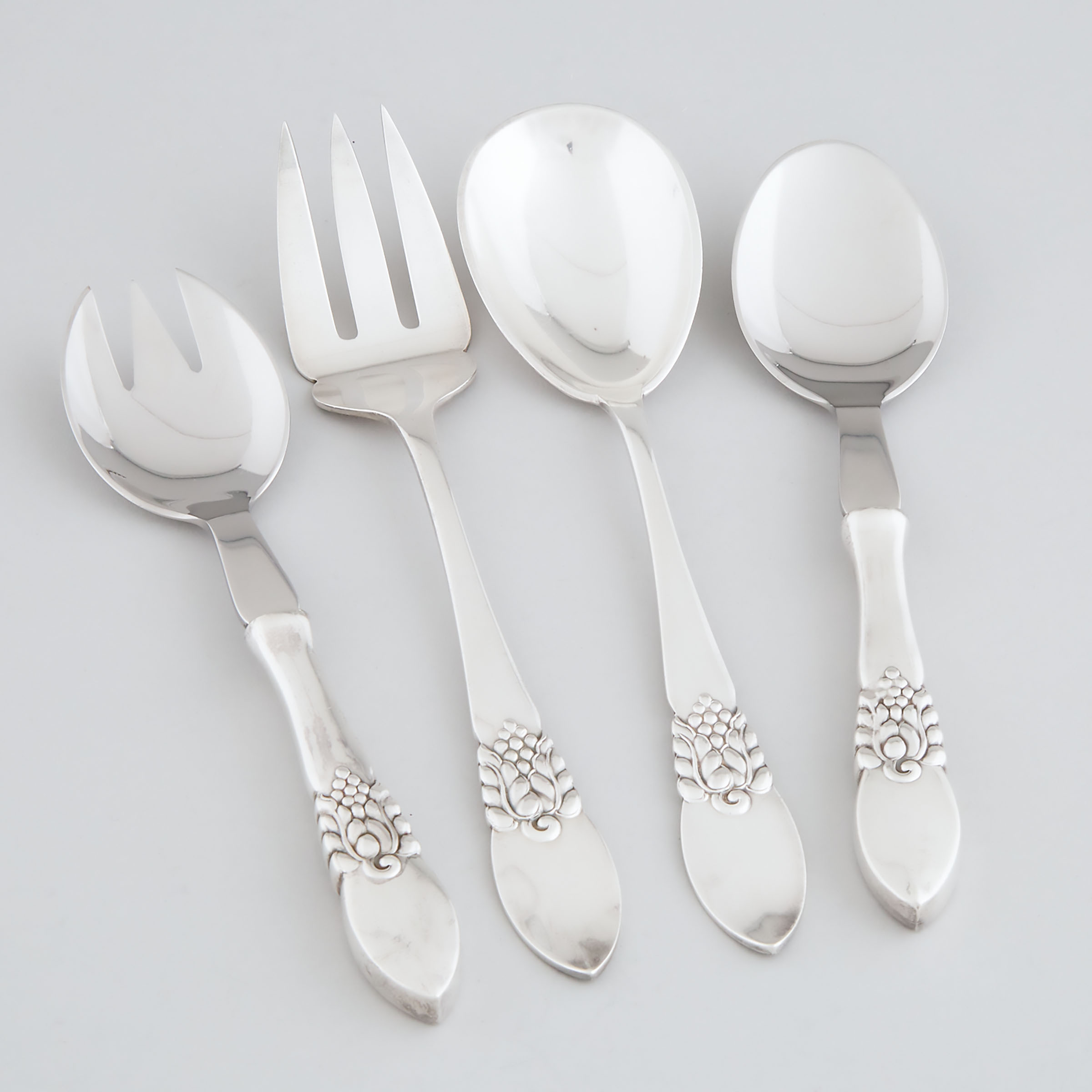 Two Pairs of Canadian Silver Salad Servers, Poul Petersen, Montreal, Que., mid-20th century