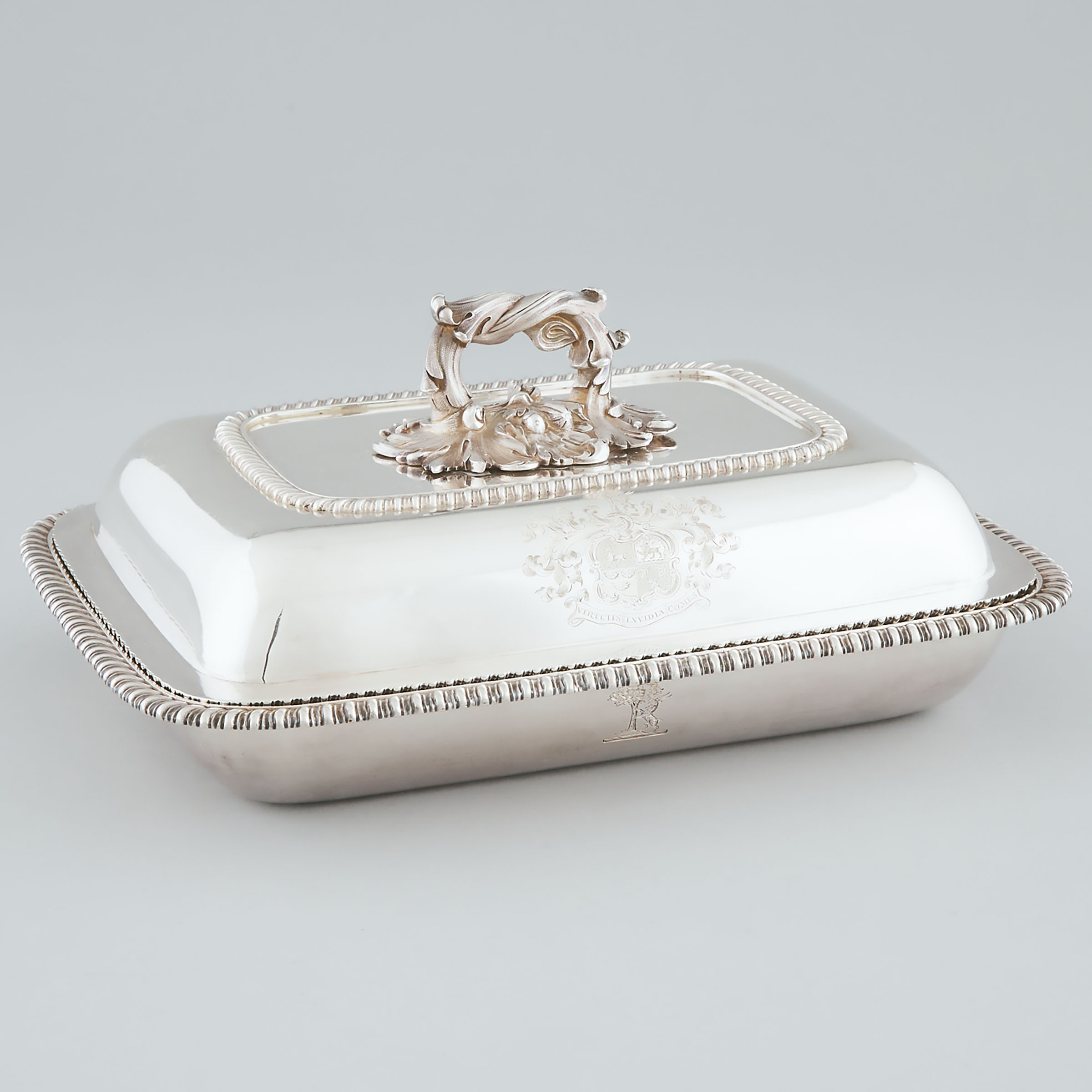 Victorian Silver Rectangular Covered Entrée Dish, William Ker Reid, London, 1843