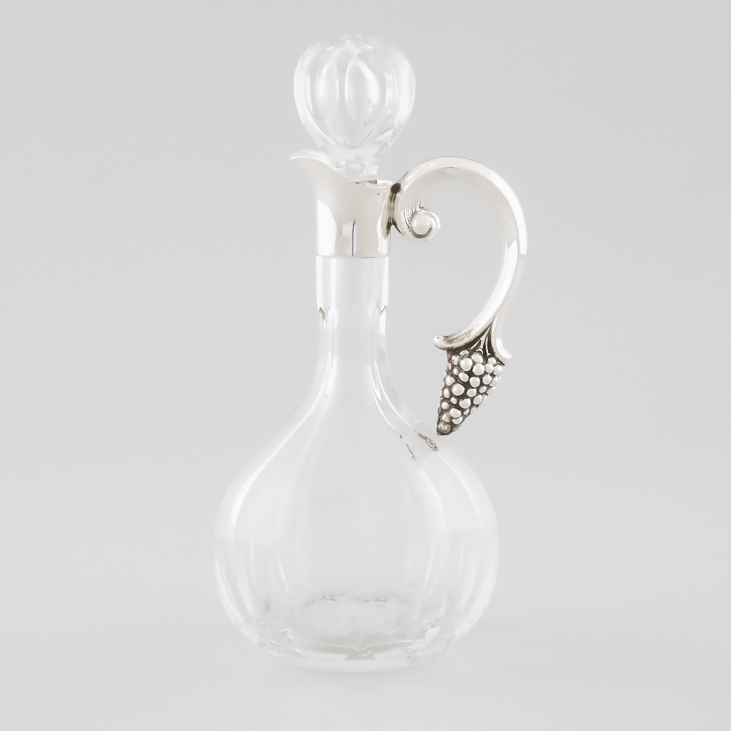 Continental or North American Silver Mounted Cut Glass Carafe, 20th century