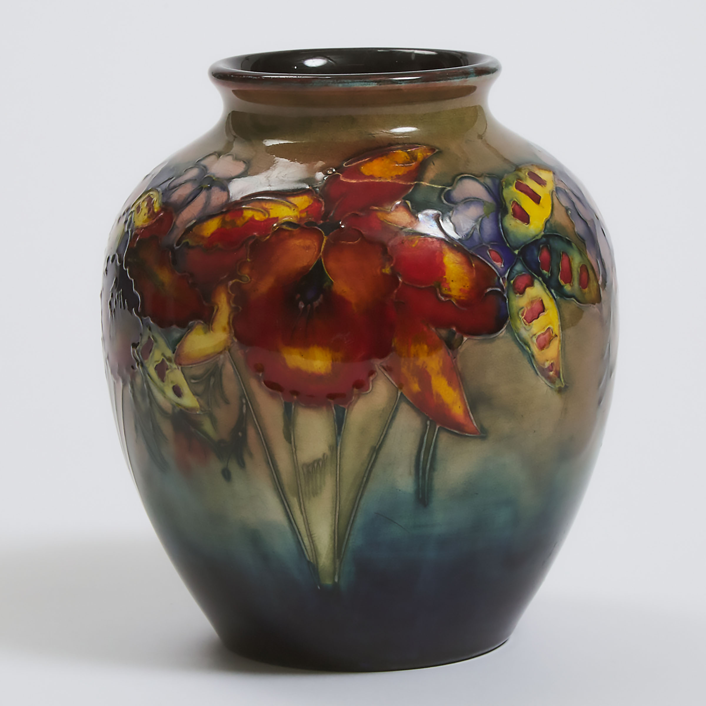 Moorcroft Flambé Orchids Vase, c.1940