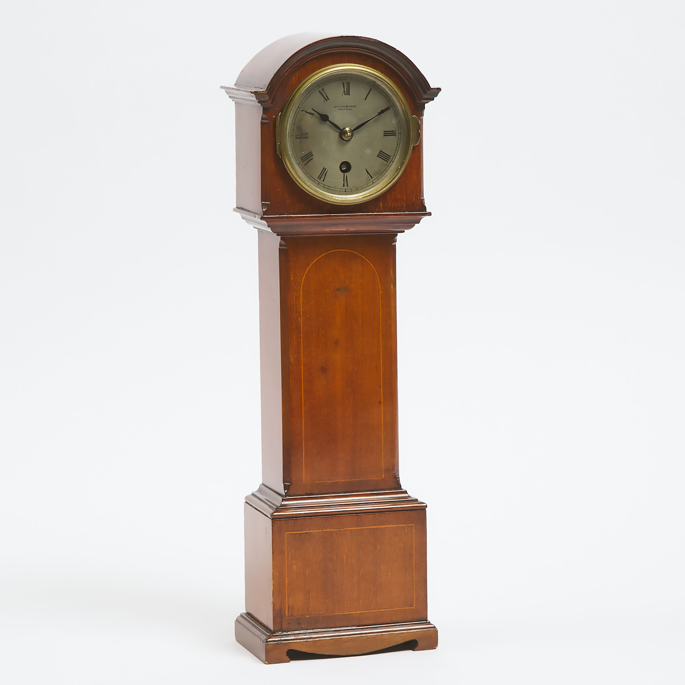 English Mahogany Miniature Tall Case Clock, c.1900
