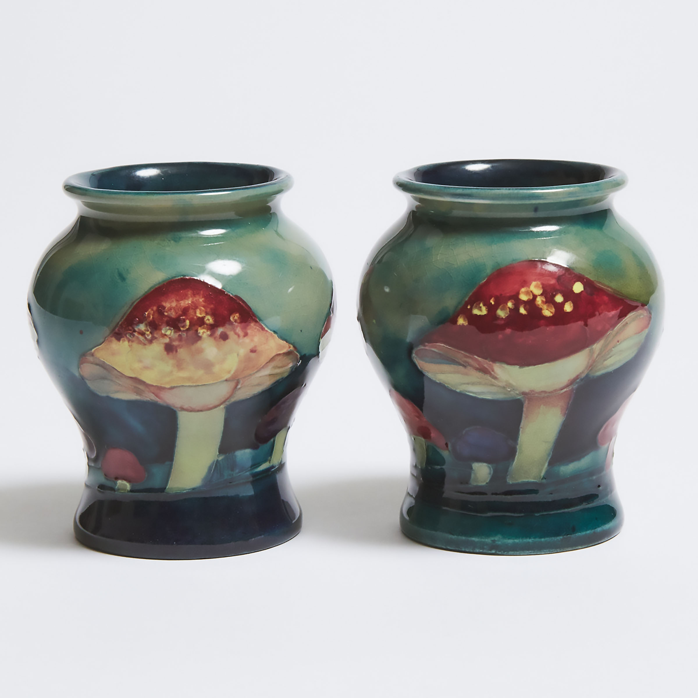 Pair of Moorcroft Claremont Small Vases, c.1925