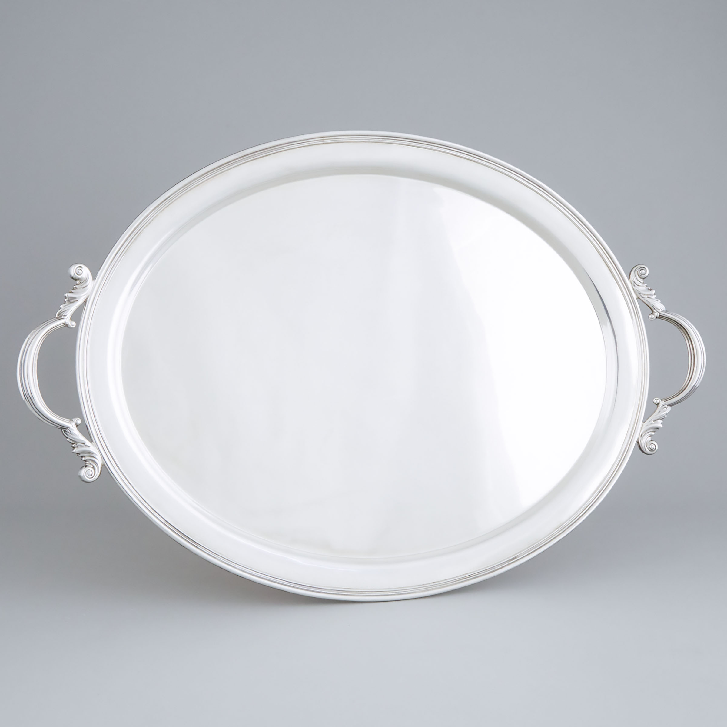 Canadian Silver Two-Handled Oval Serving Tray, Henry Birks & Sons, Montreal, Que., 1950