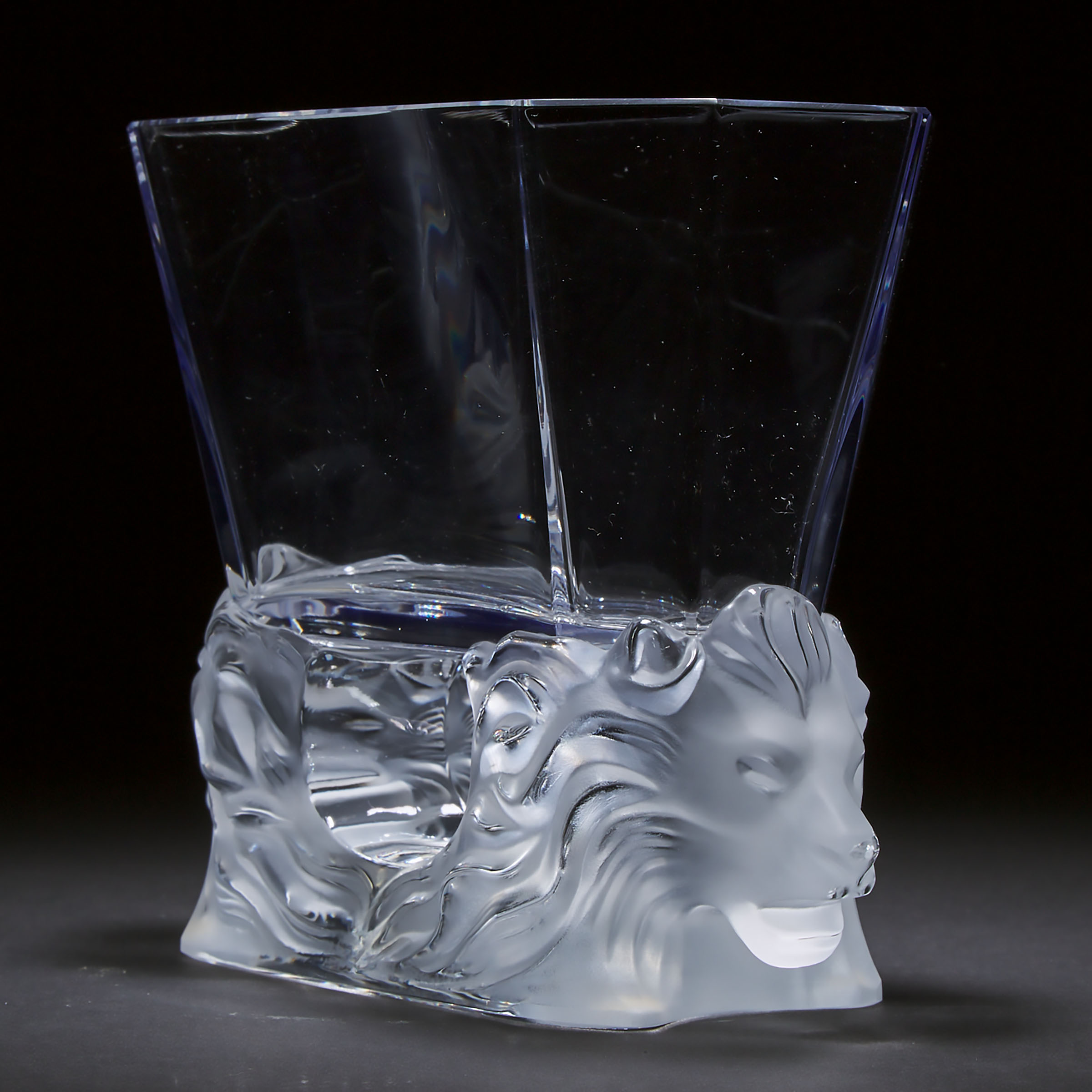 'Venise', Lalique Moulded and Partly Frosted Glass Vase, post-1978