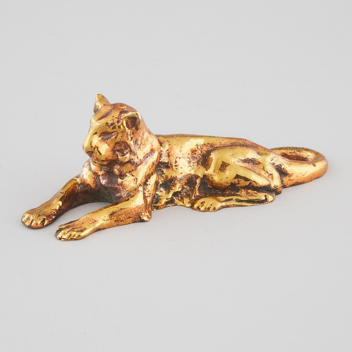 Tiffany Studios Gilt Bronze Lioness Form Paper Weight, c.1910