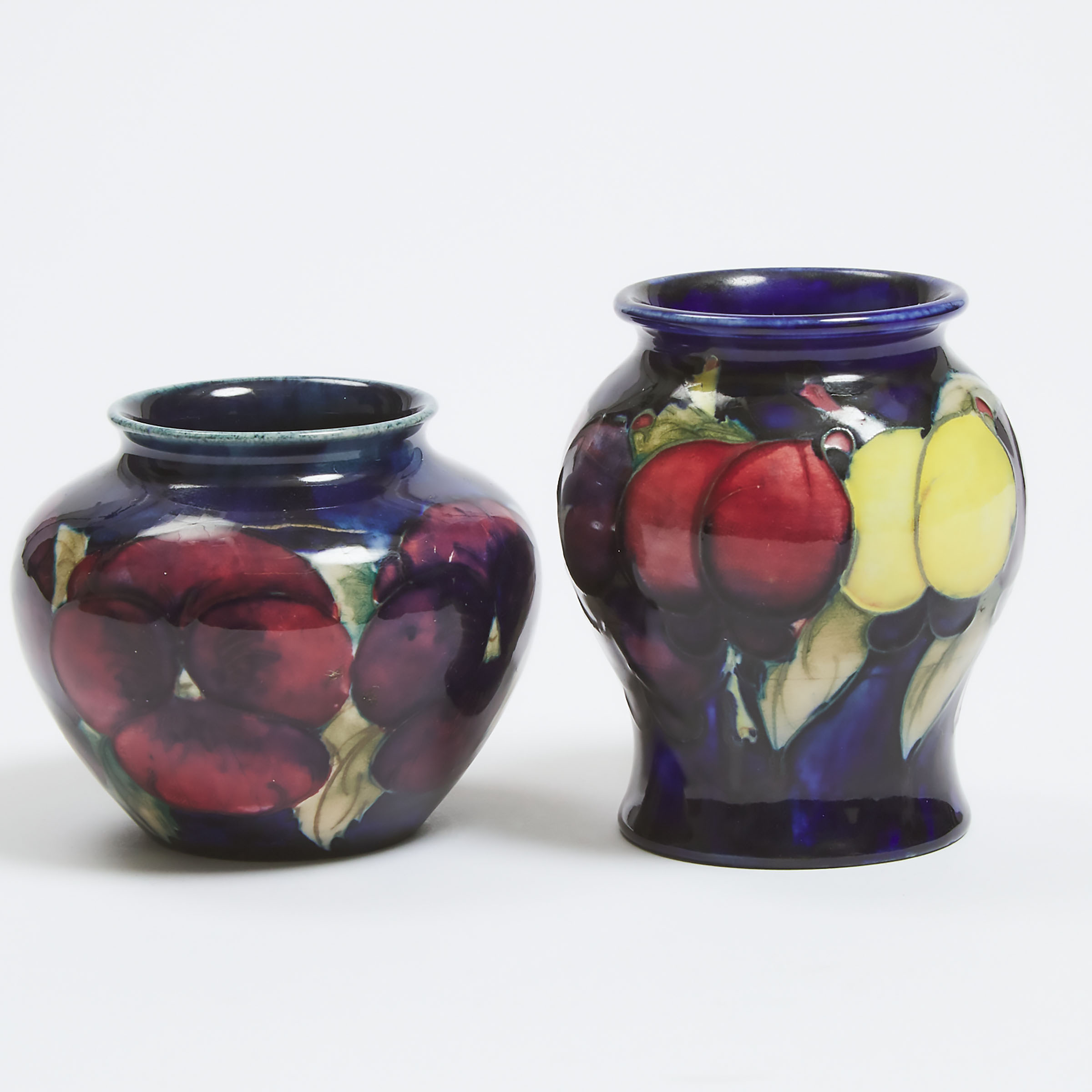 Two Moorcroft Wisteria or Pansy Small Vases, c.1925