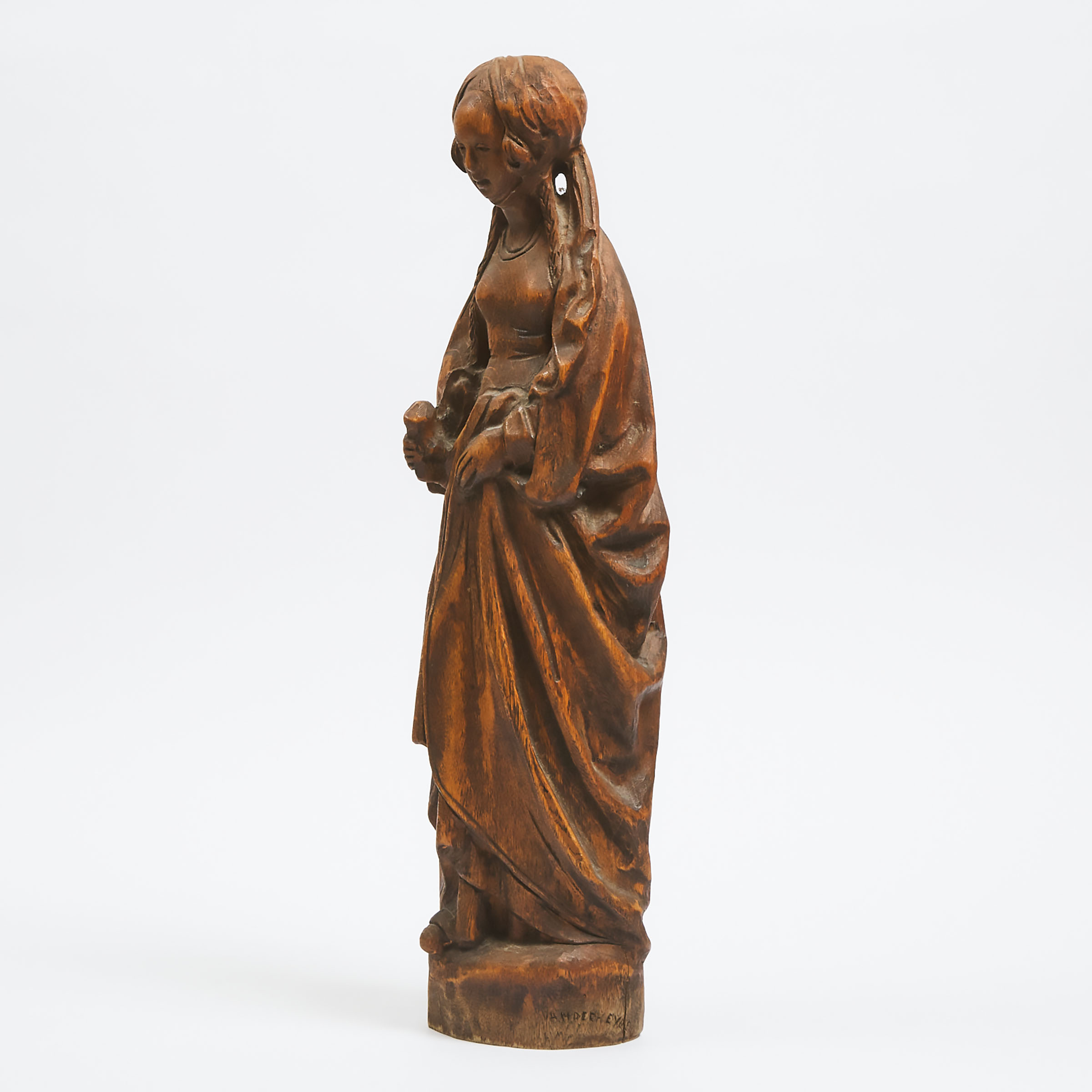 Carved Oak Figure of a Medieval Woman, 1962