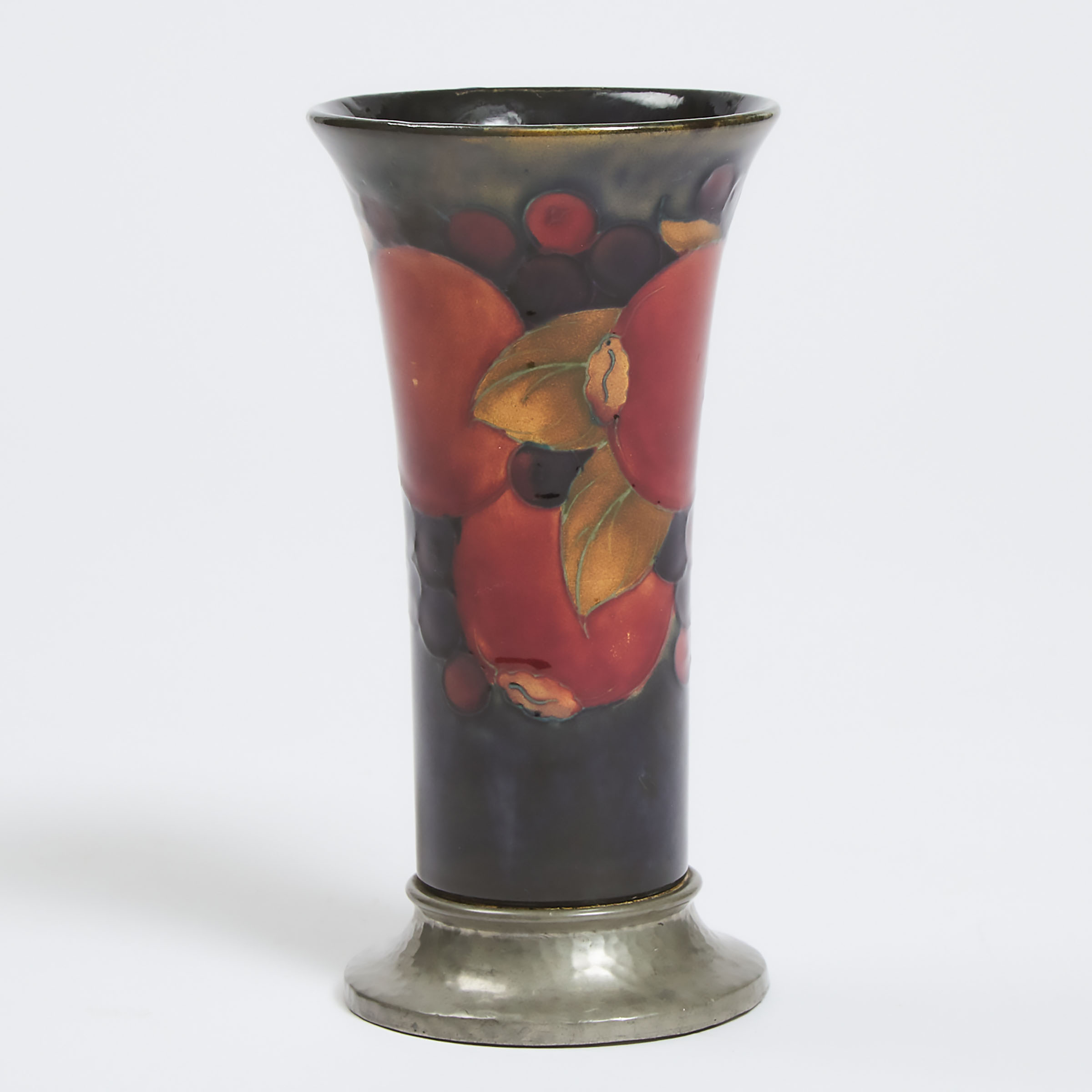 Moorcroft 'Tudric' Pewter Mounted Pomegranate Vase, for Liberty & Co., c.1920
