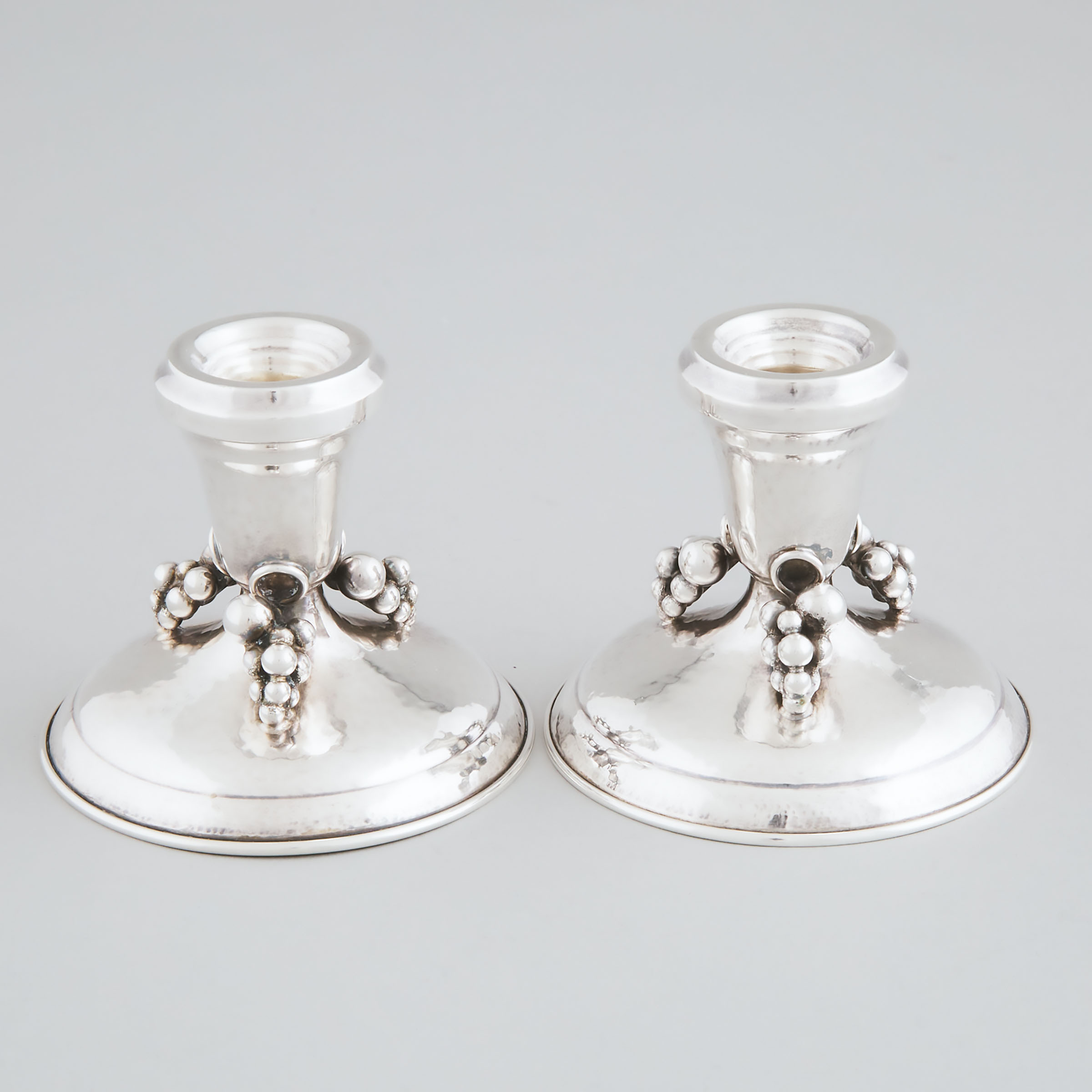 Pair of Canadian Silver Low Candlesticks, Poul Petersen, Montreal, Que., mid-20th century