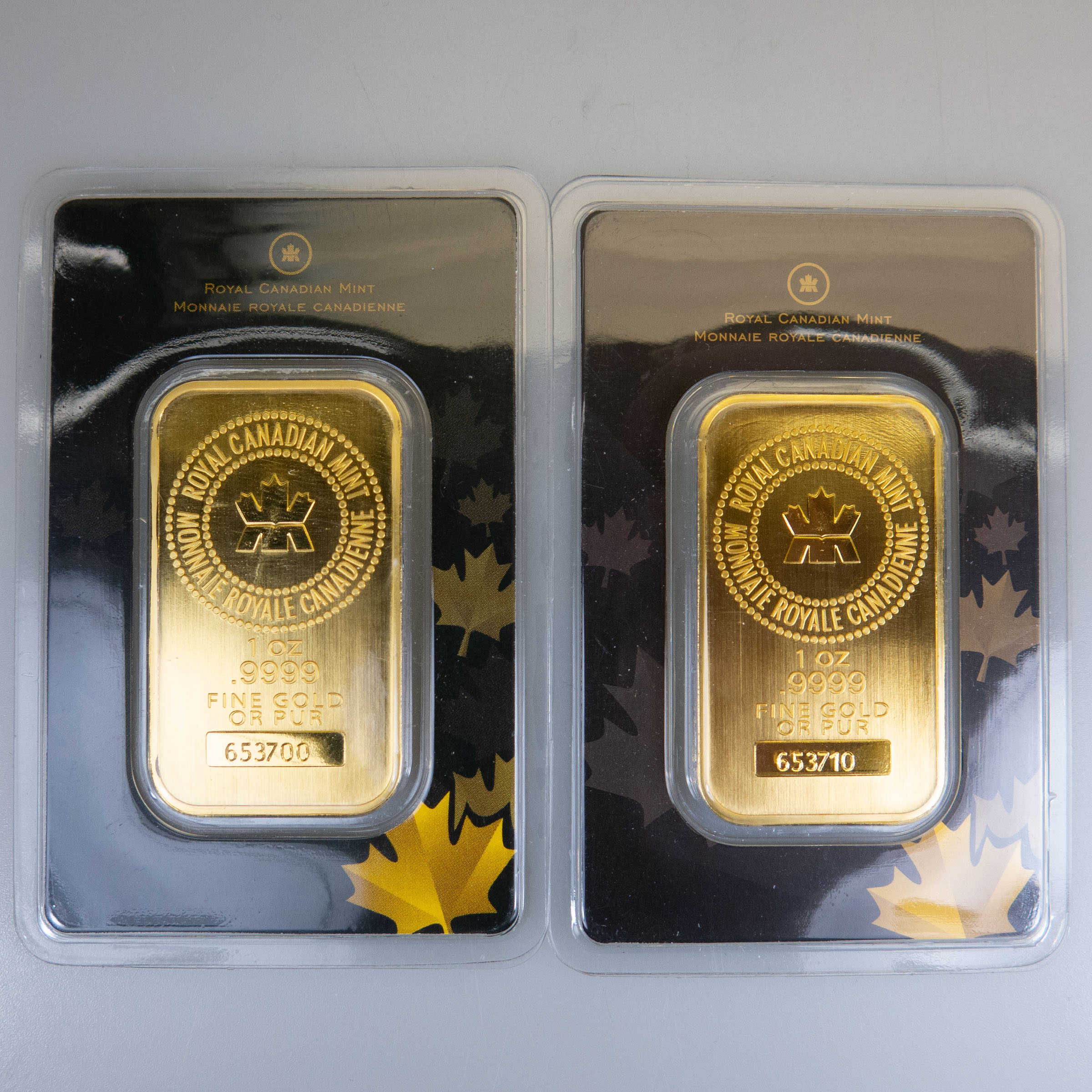 Two Royal Canadian Mint One Ounce Gold Wafers