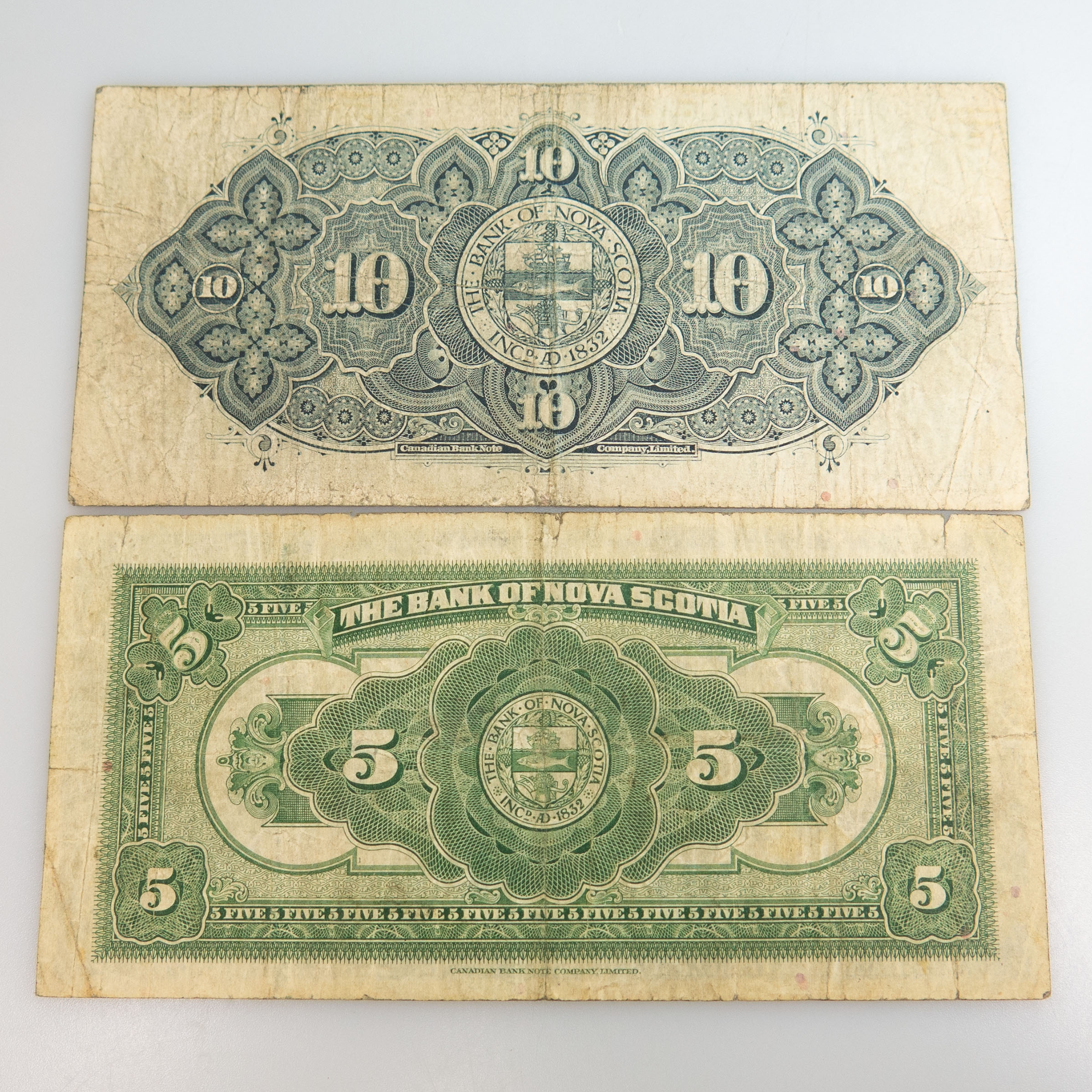 Bank Of Nova Scotia 1935 $5 and $10 Bank Notes