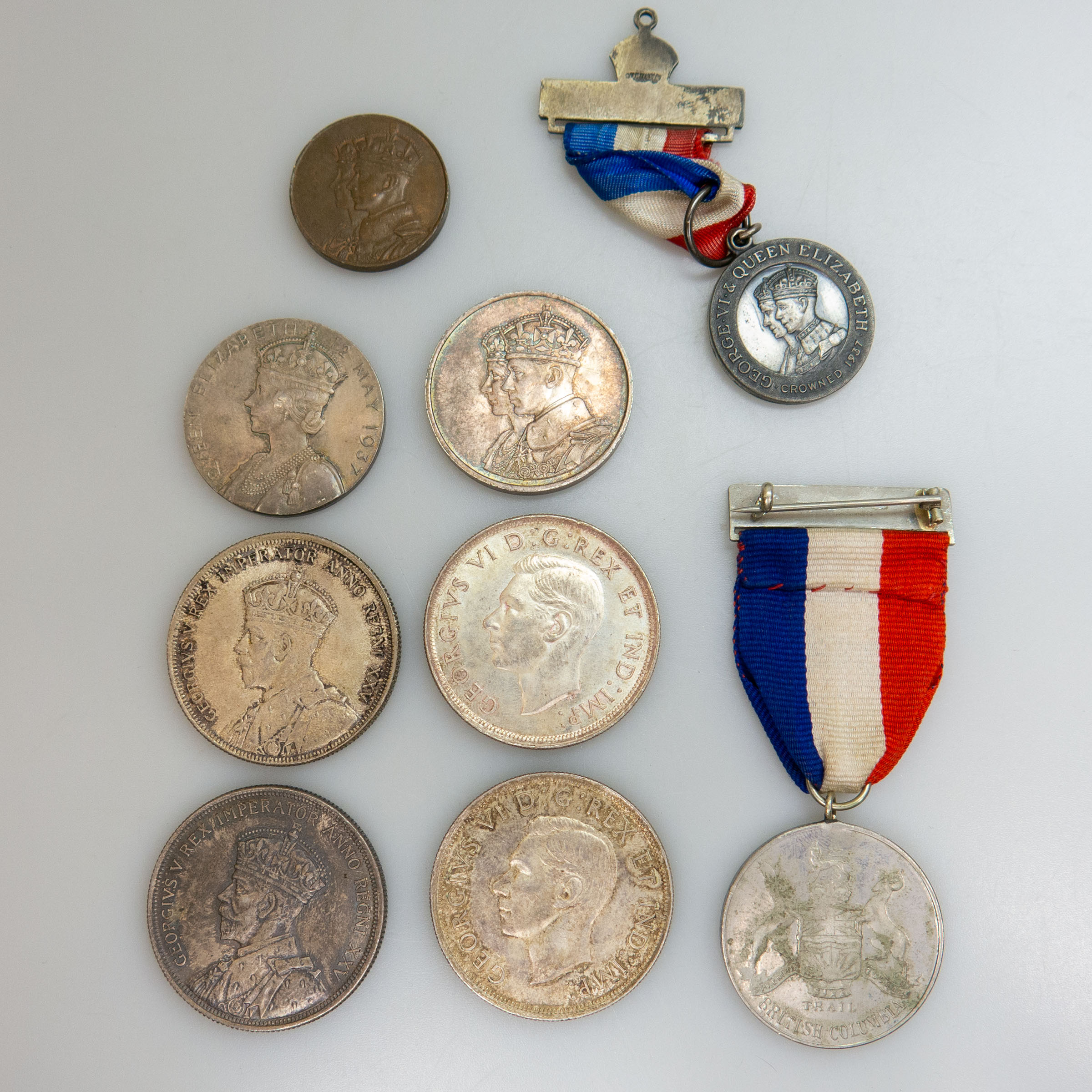 Small Group Of George VI Commemoratives And Canadian Silver Dollars