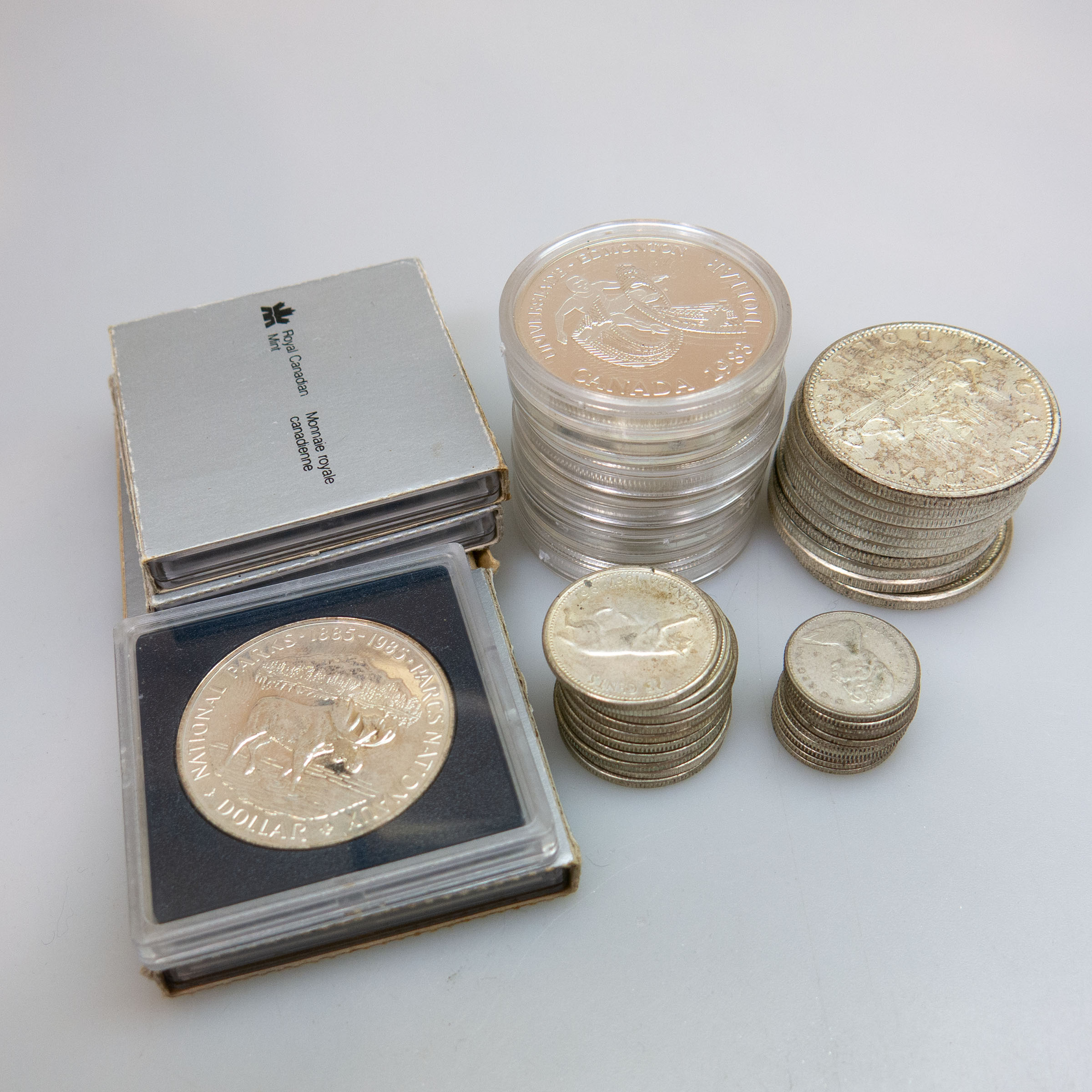 18 Various Canadian Silver Dollars (post 1965)