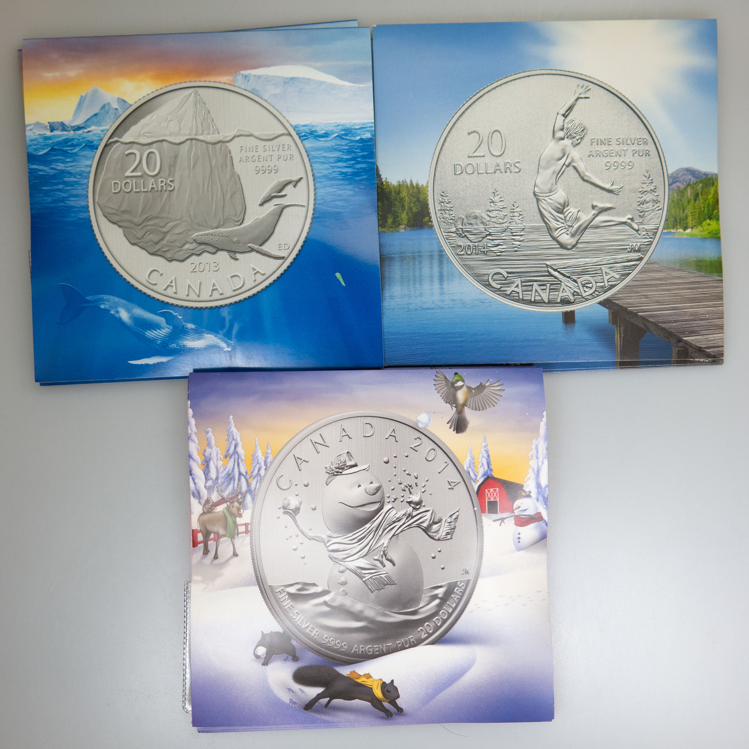 15 Canadian 2013 & 2014 $20 Fine Silver (7.96g.) Coins