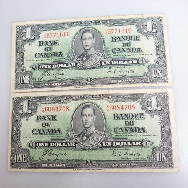 8 Canadian 1937 Bank Notes