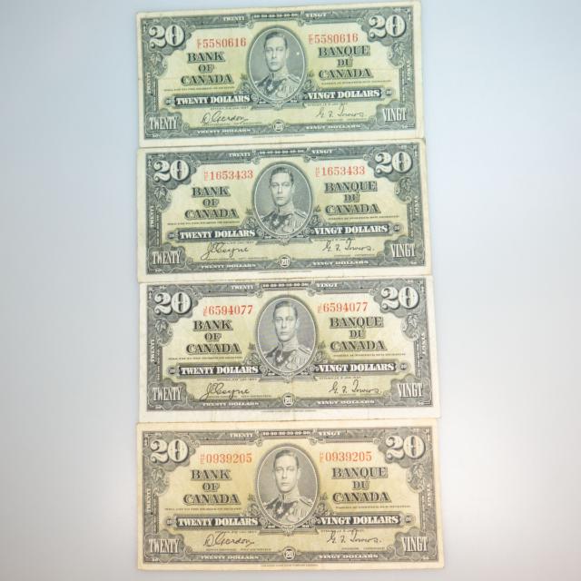 14 Canadian 1937 $20 Bank Notes