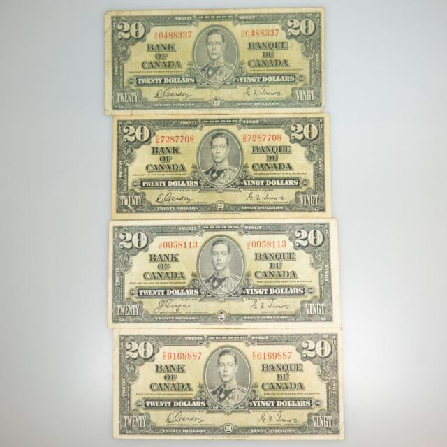 14 Canadian 1937 $20 Bank Notes