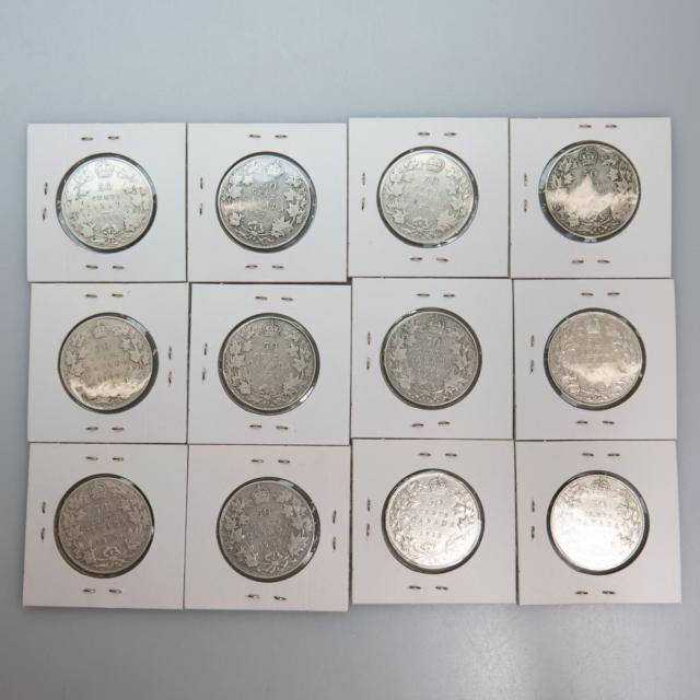 59 Various Canadian Silver Fifty Cent Coins