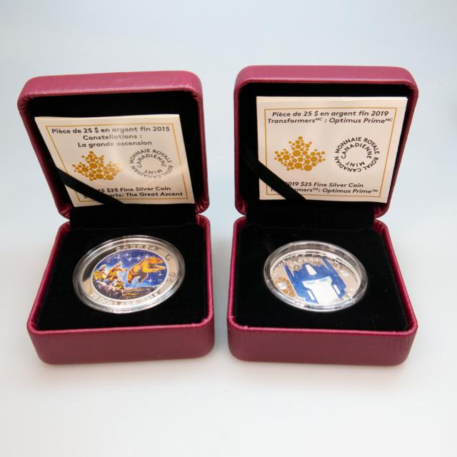 4 x Canadian 2015 to 2019 Pure Silver $25 Coins
