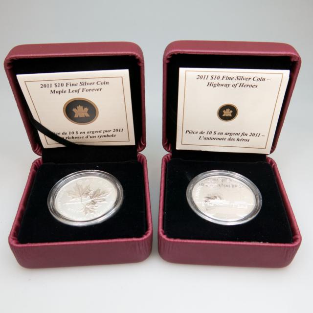 8 Canadian 2011 $10 & $20 Commemorative Silver Coins