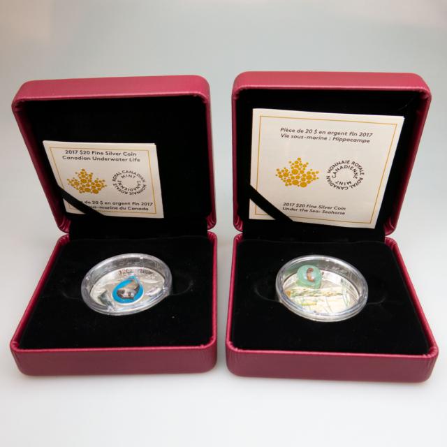 3 x Canadian 2017 & 2018 Pure Silver $20 Coins