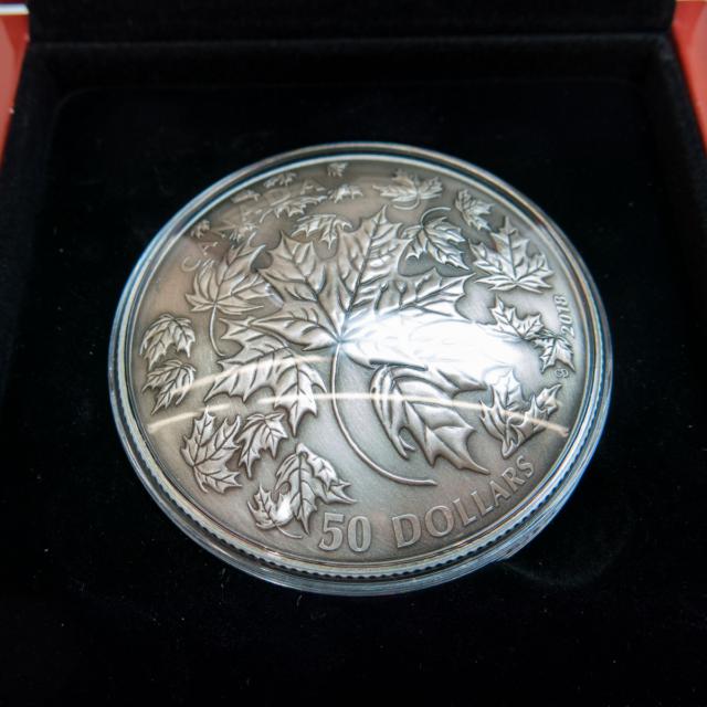 Canadian 2018 $50 'Maple Leaves In Motion' Coin