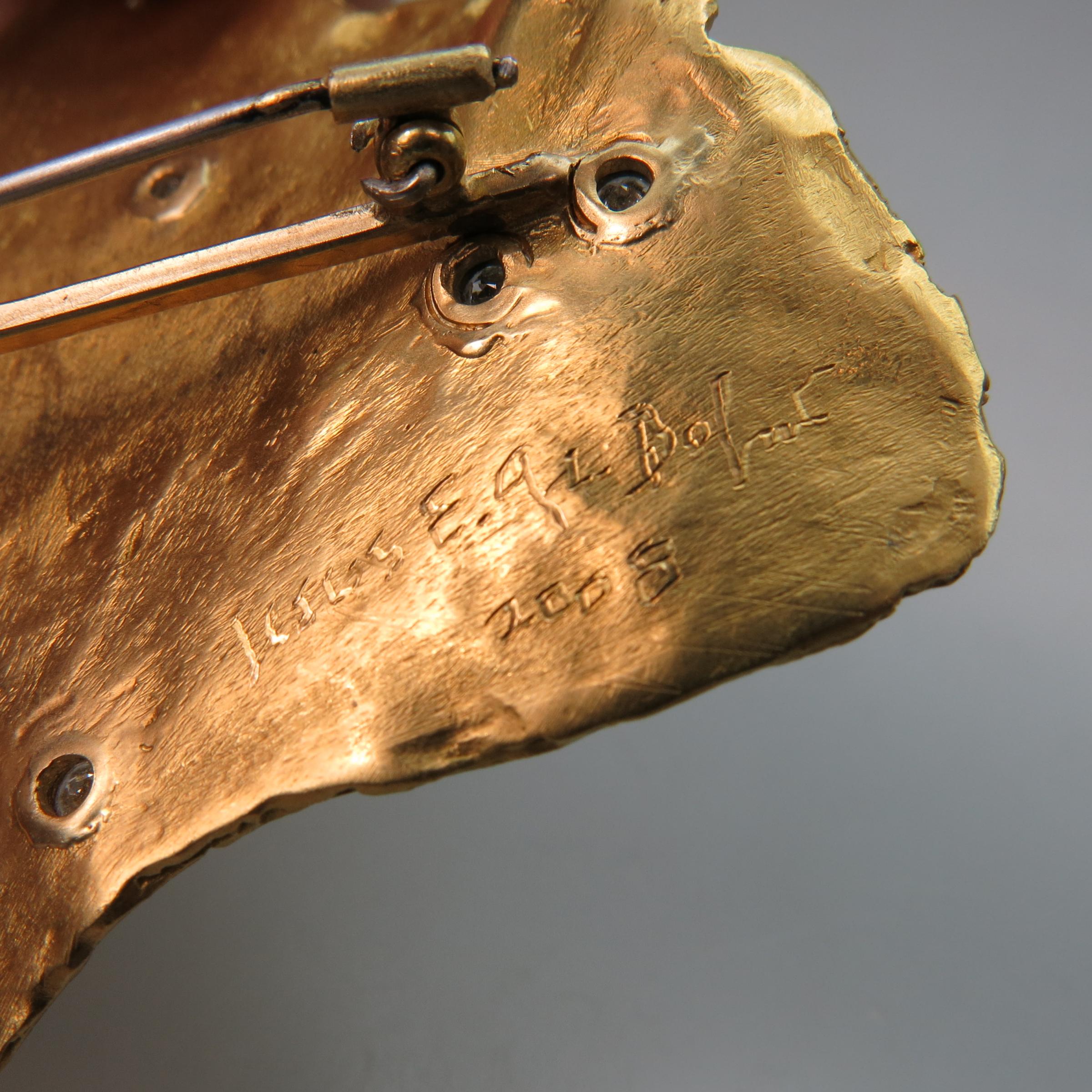 Elisabeth Jesus Defner Austrian 900 Grade Gold Brooch