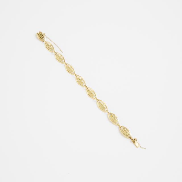 French 18k Yellow Gold Filigree Bracelet