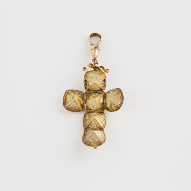 9k Rose Gold Masonic Folding Cross Pendant