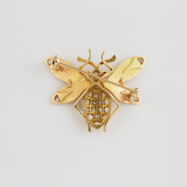 18k Yellow Gold Insect Brooch 