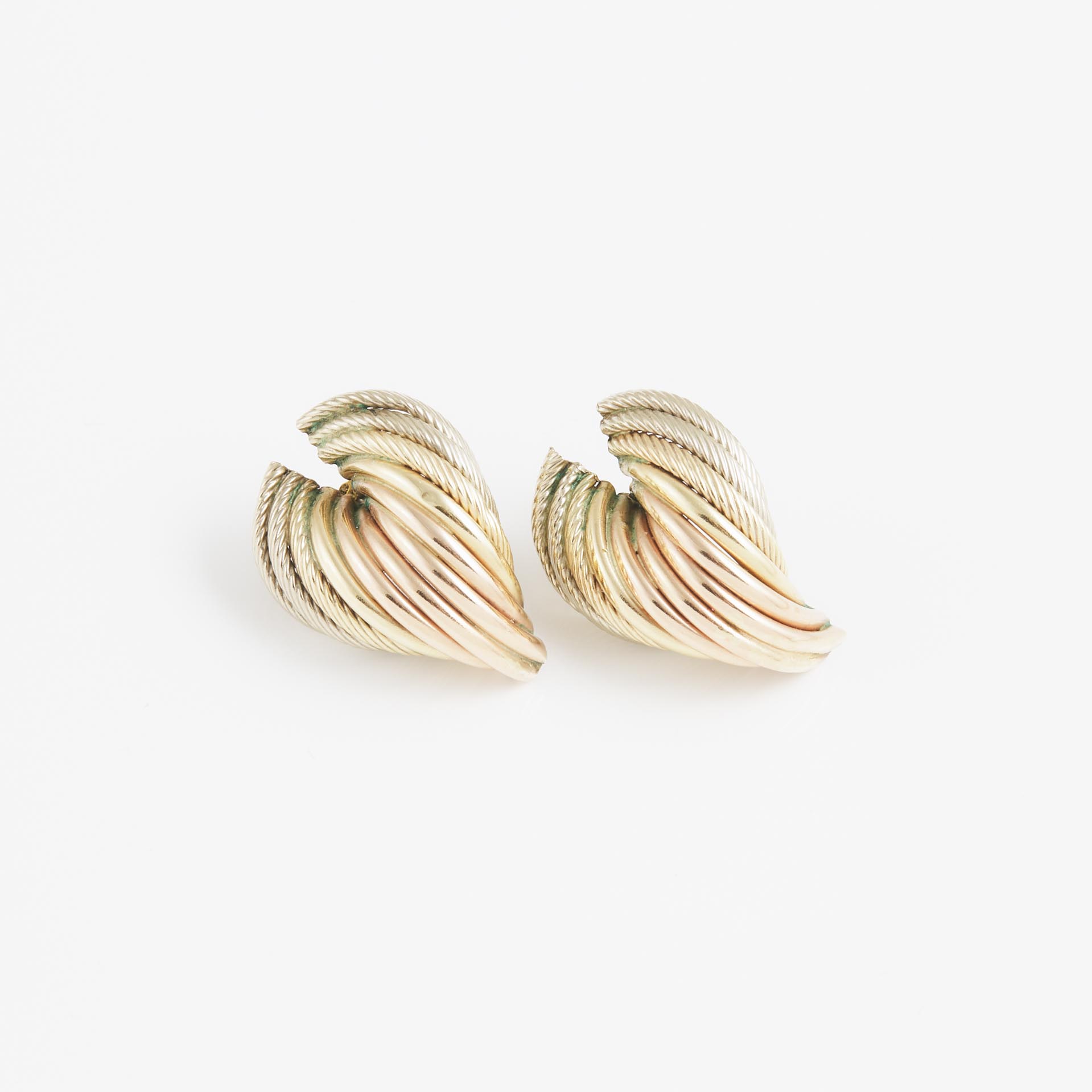 Pair Of 14k Yellow And Rose Gold Earrings