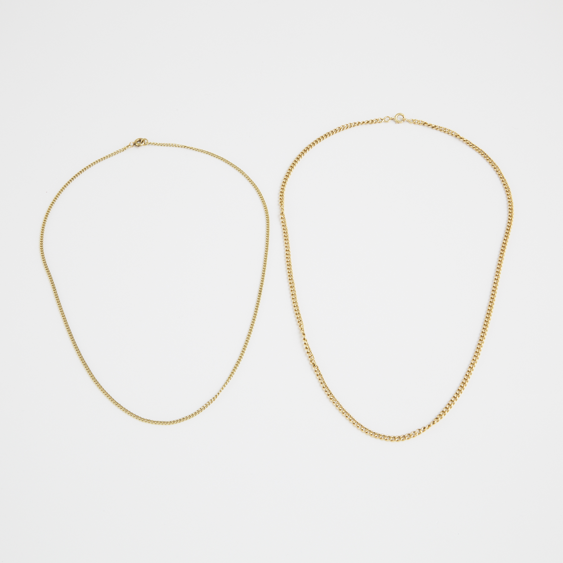 2 x French 18k Yellow Gold Chains
