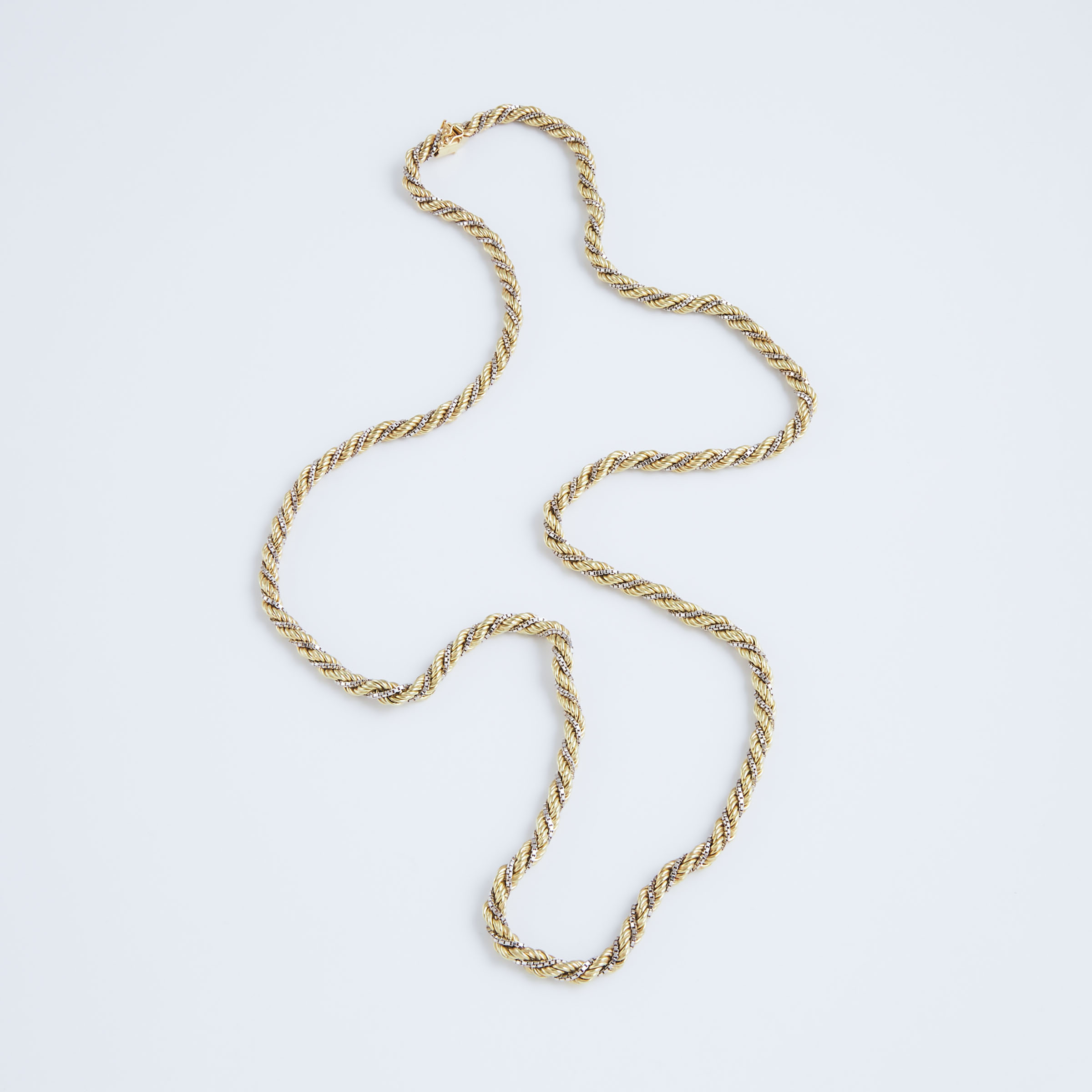 14k Yellow And White Gold Rope Necklace 