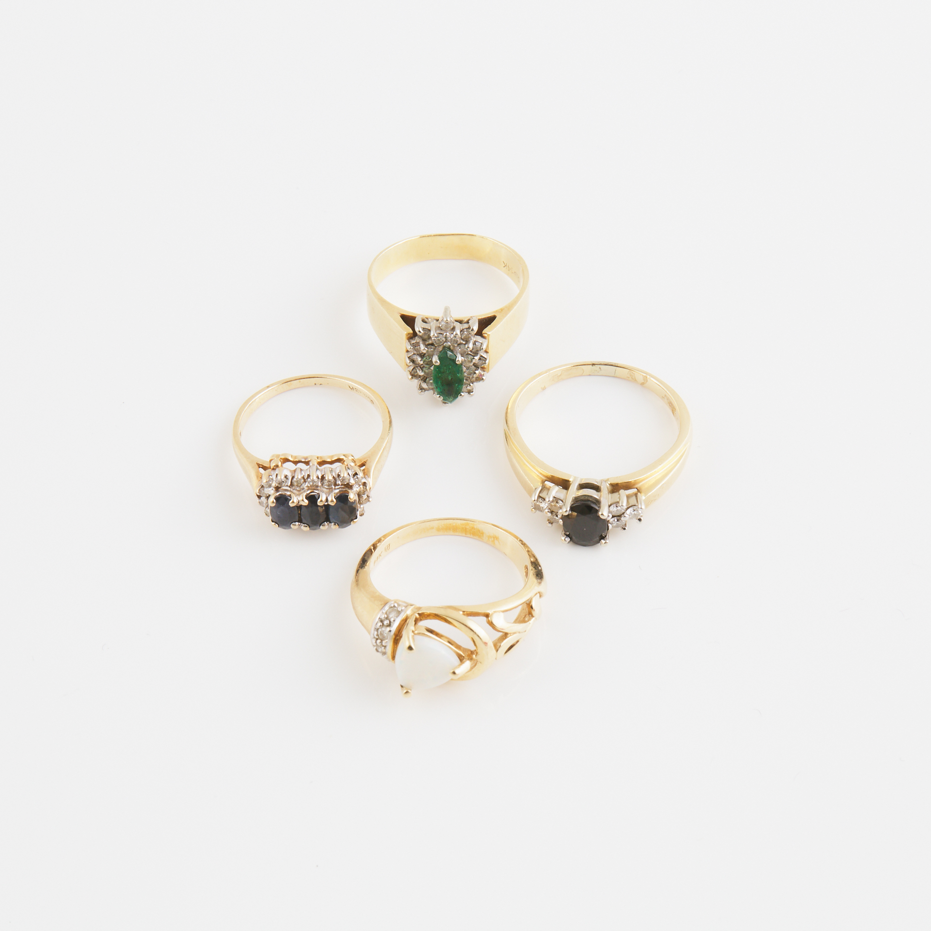 1 x 10k And 3 x 14k Yellow Gold Rings