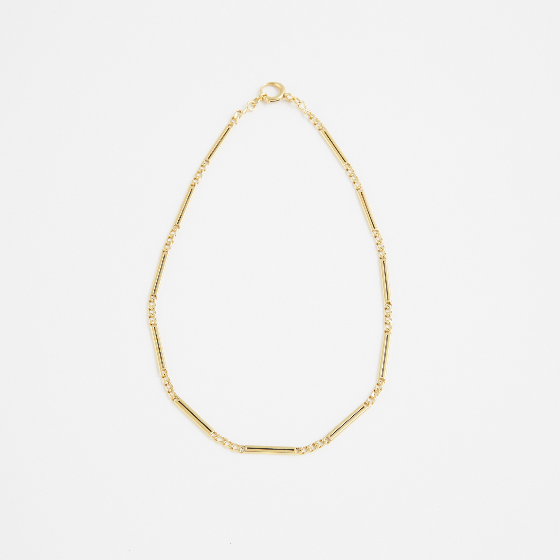 French 18k Yellow Gold Bar Link Necklace