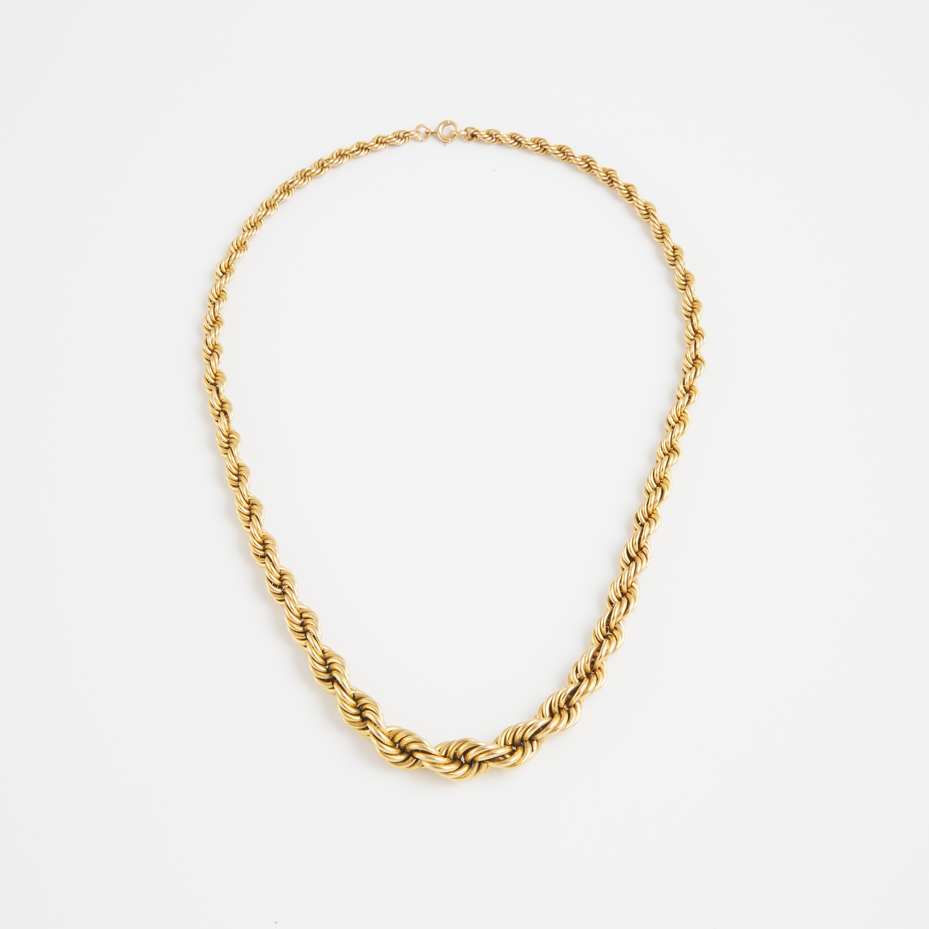 French 18k Yellow Gold Graduated Rope Chain