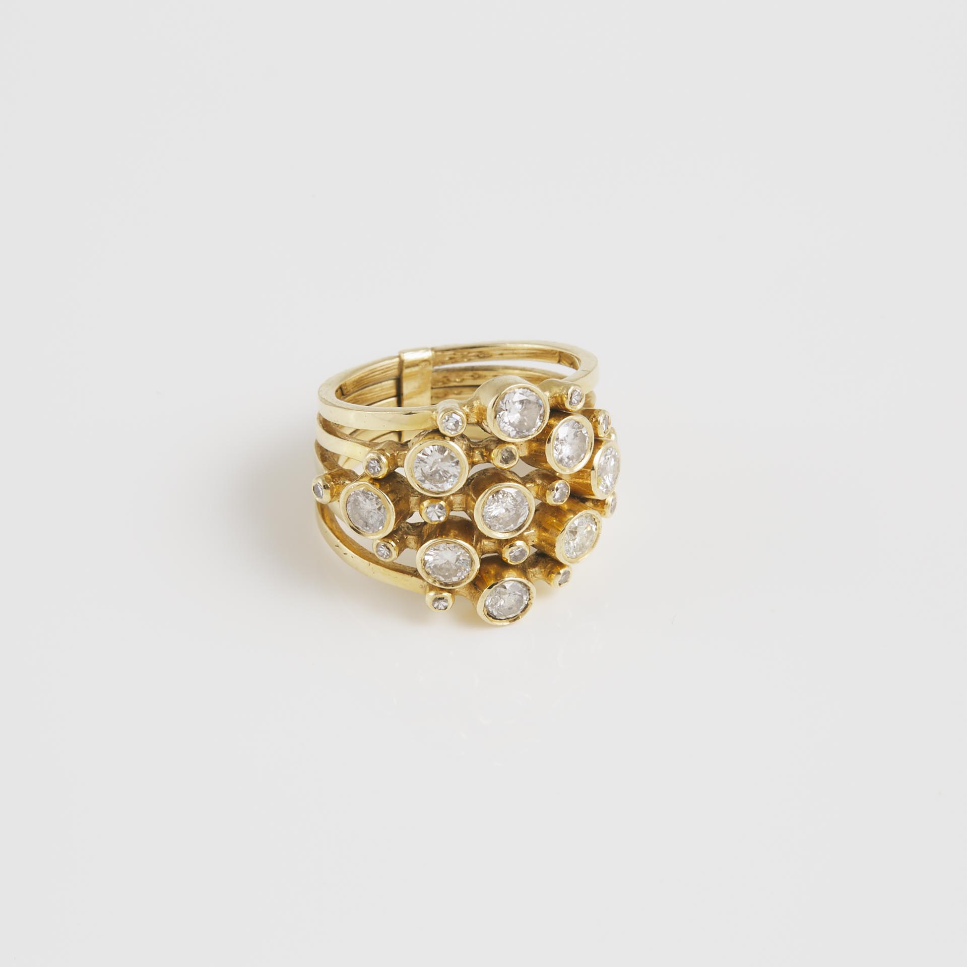 14k Yellow Gold Five Part Ring
