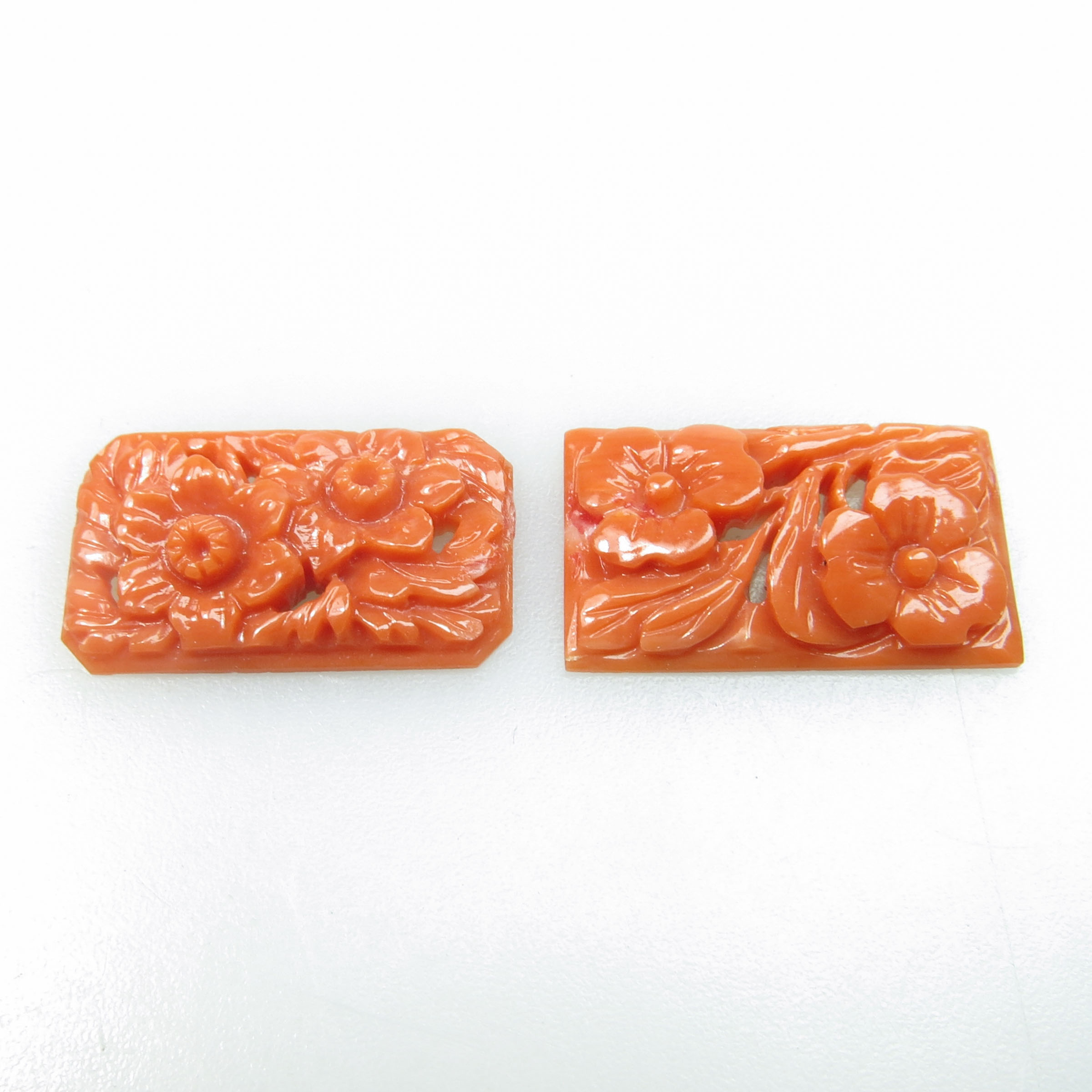 47 Carved And Pierced Rectangular Coral Panels